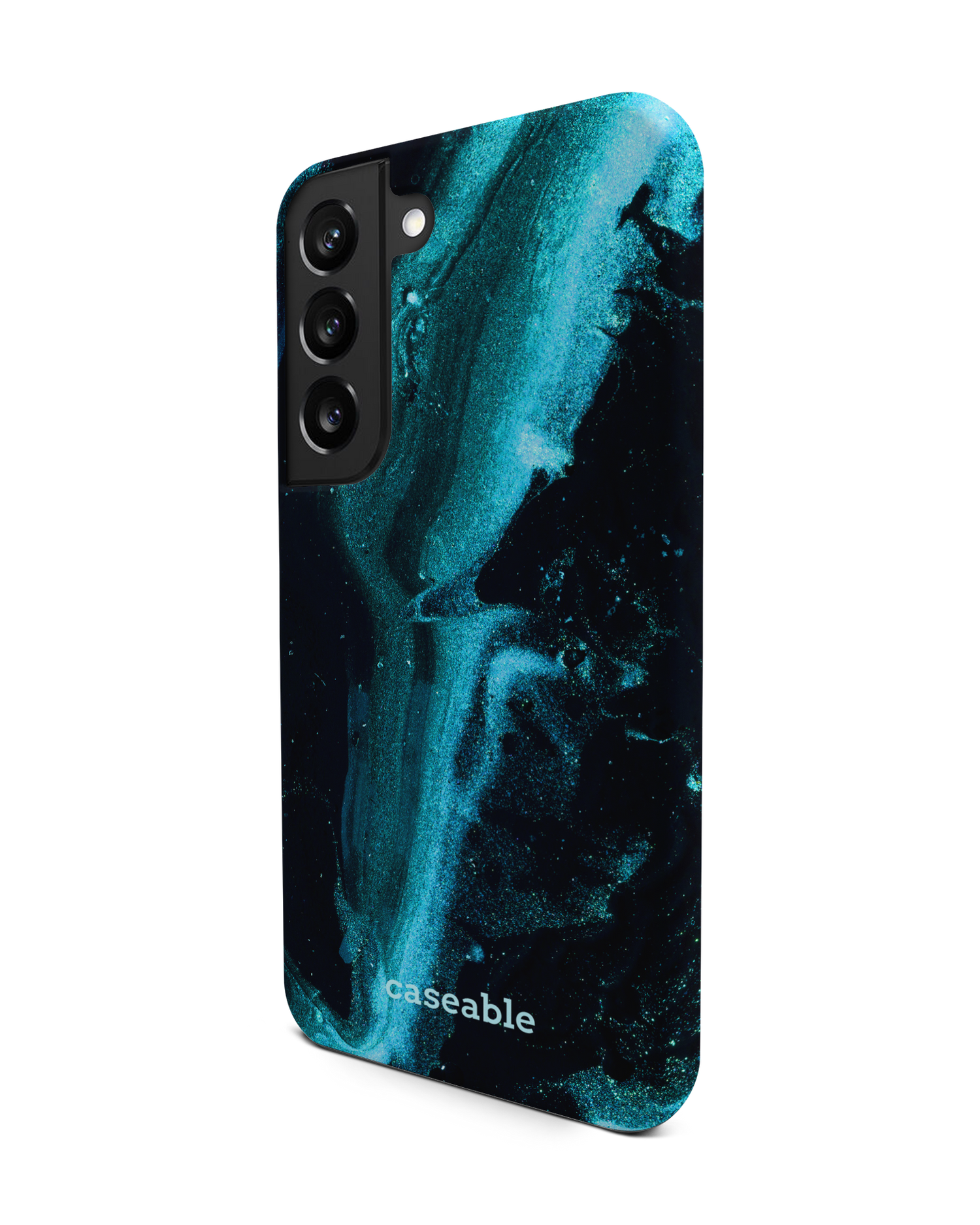 Deep Turquoise Sparkle Premium Handyhülle Samsung Galaxy S22 5G: Seitenansicht rechts