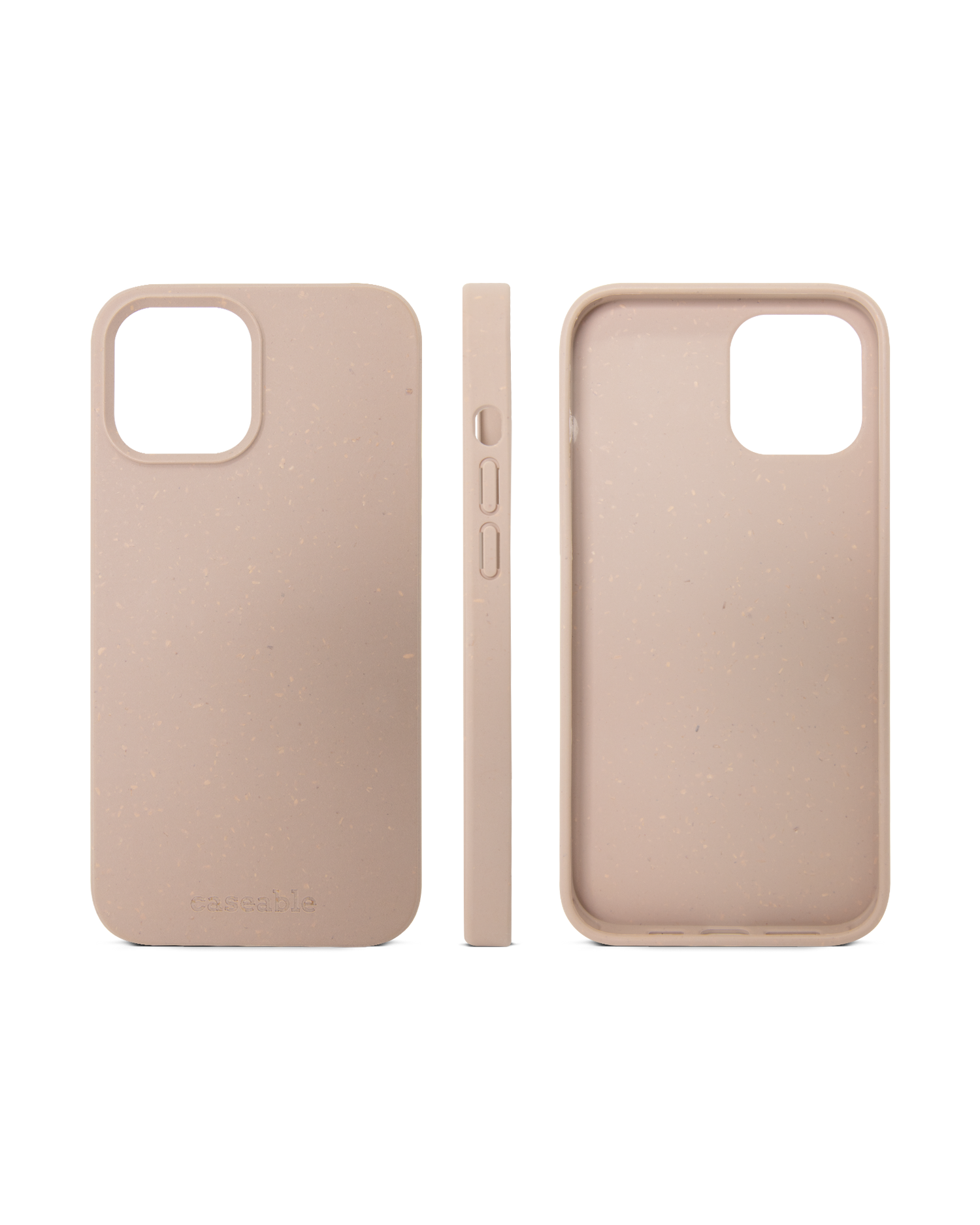 Sandfarbene Nachhaltige Handyhülle für Apple iPhone 12 Pro Max: Seitenansichten