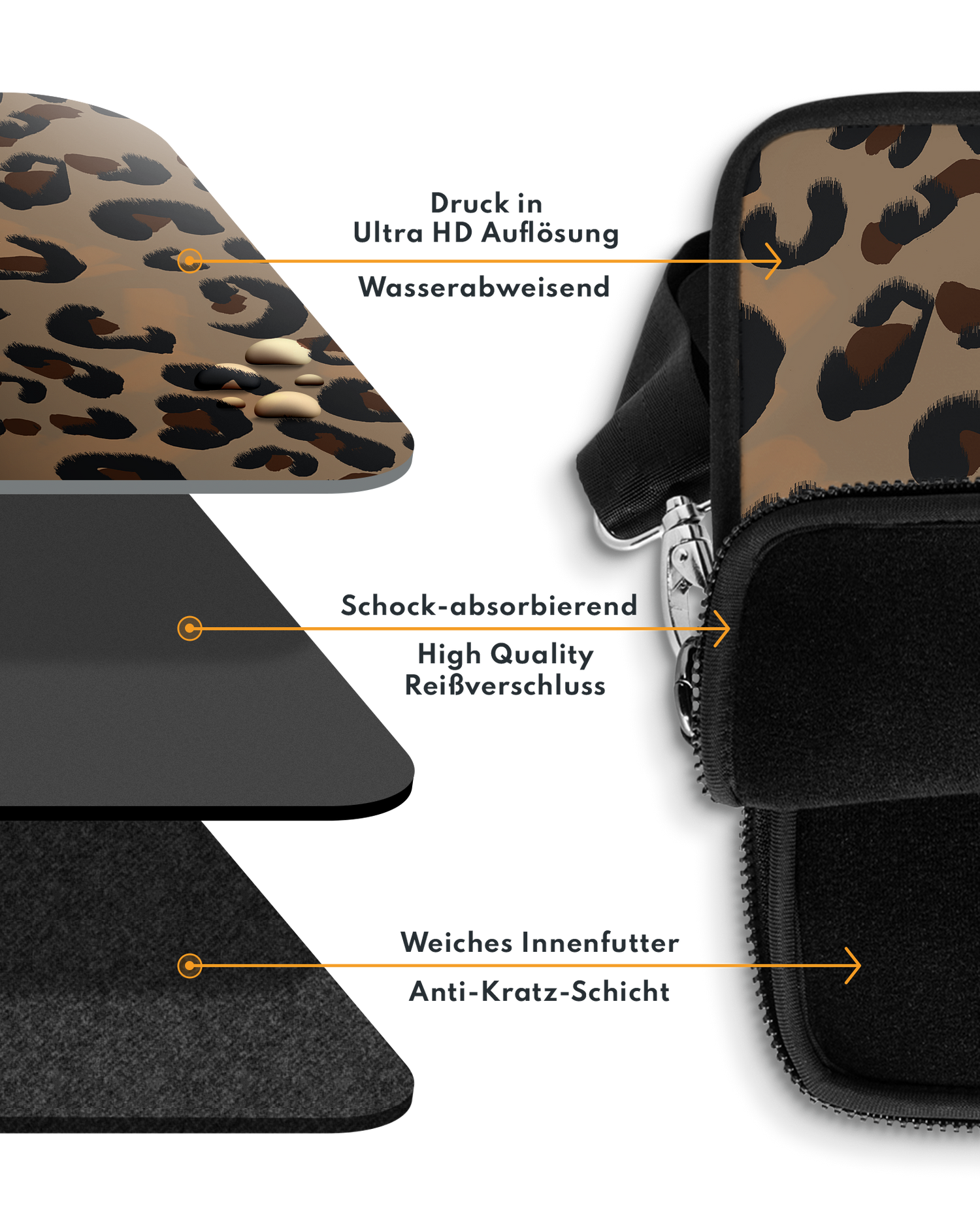 Leopard Repeat Premium Laptoptasche 13-14 Zoll mit weichem Innenfutter