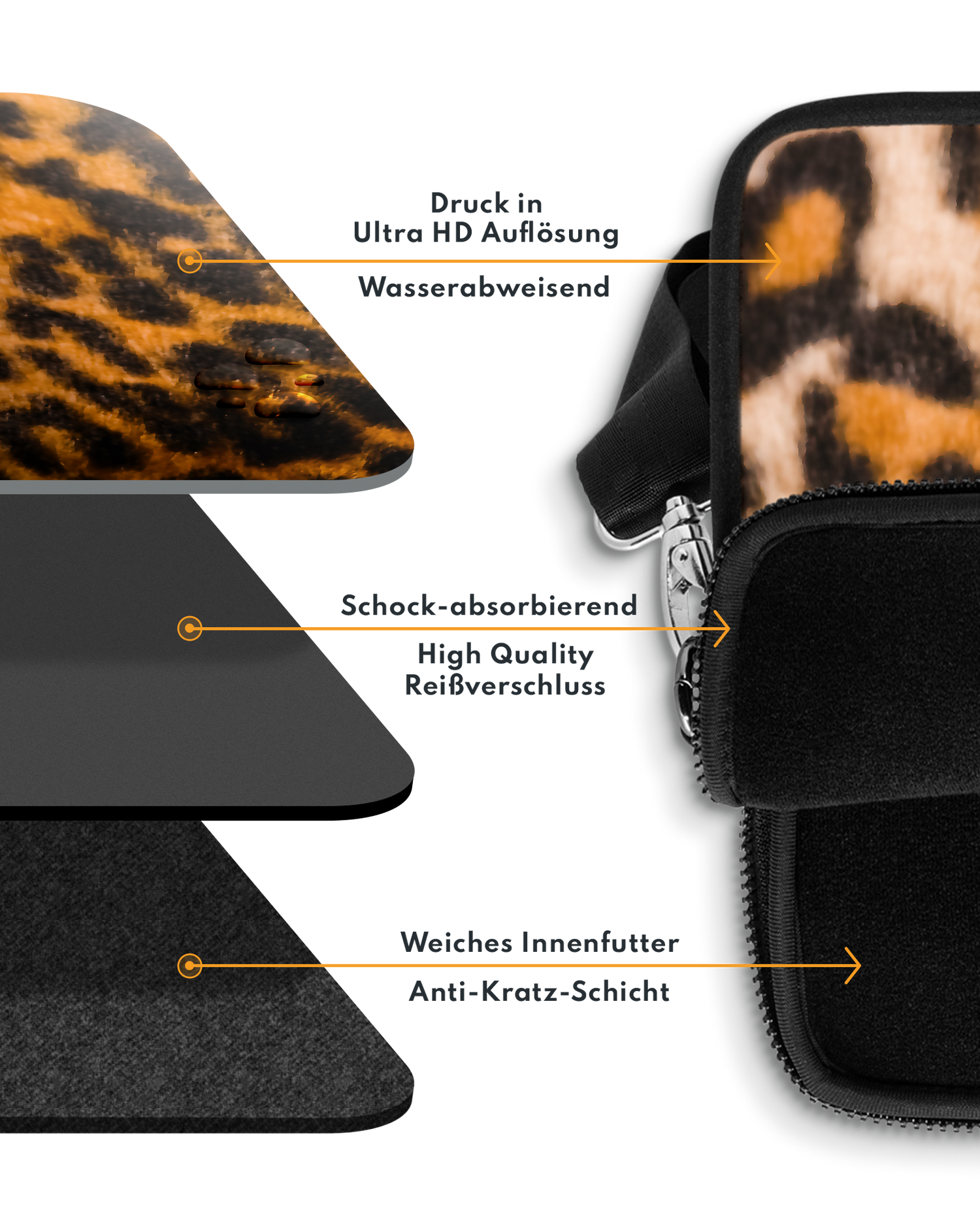 Leopard Pattern Premium Laptoptasche 17 Zoll mit weichem Innenfutter