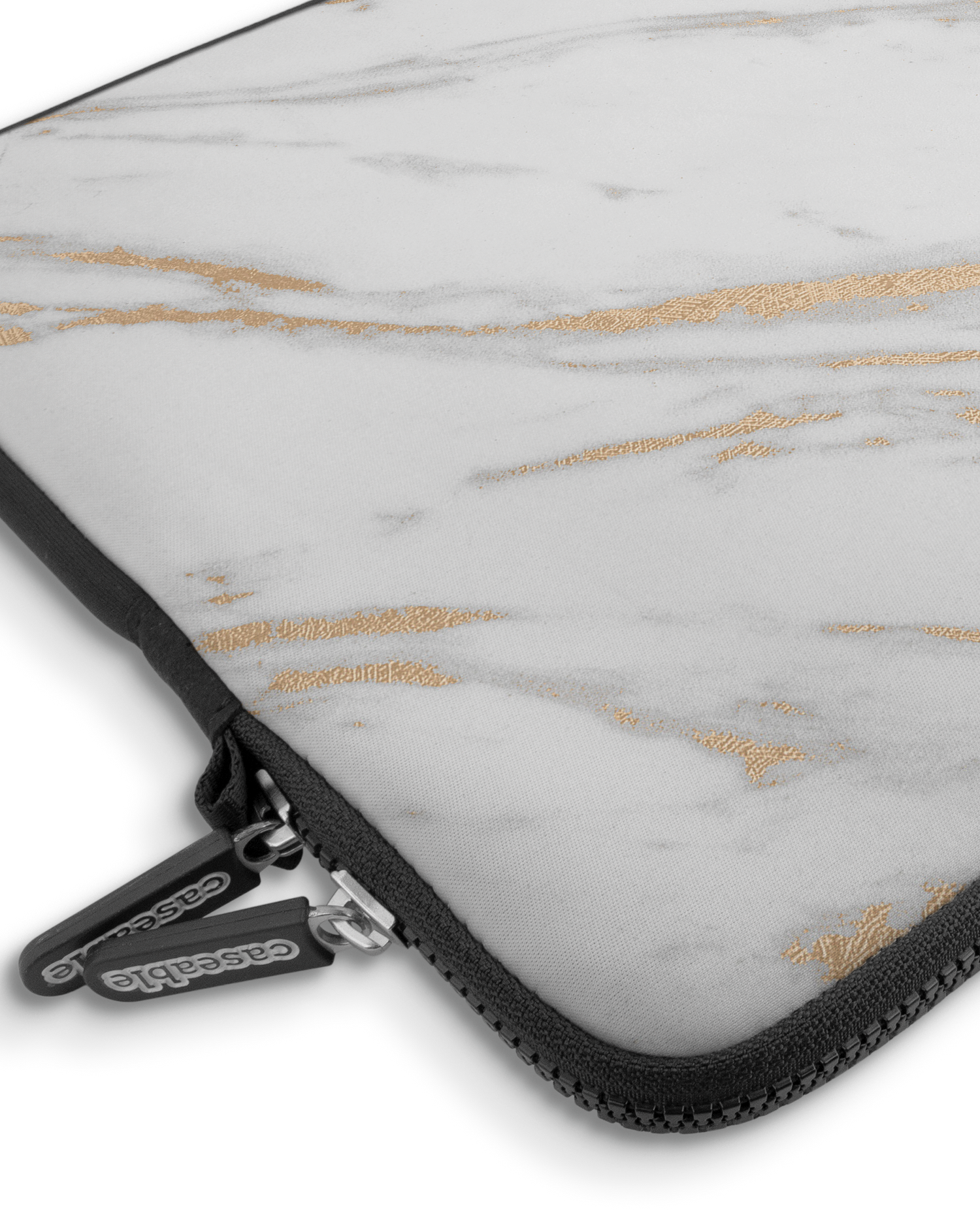 Gold Marble Elegance Premium Laptoptasche 15 Zoll mit Gerät im Inneren