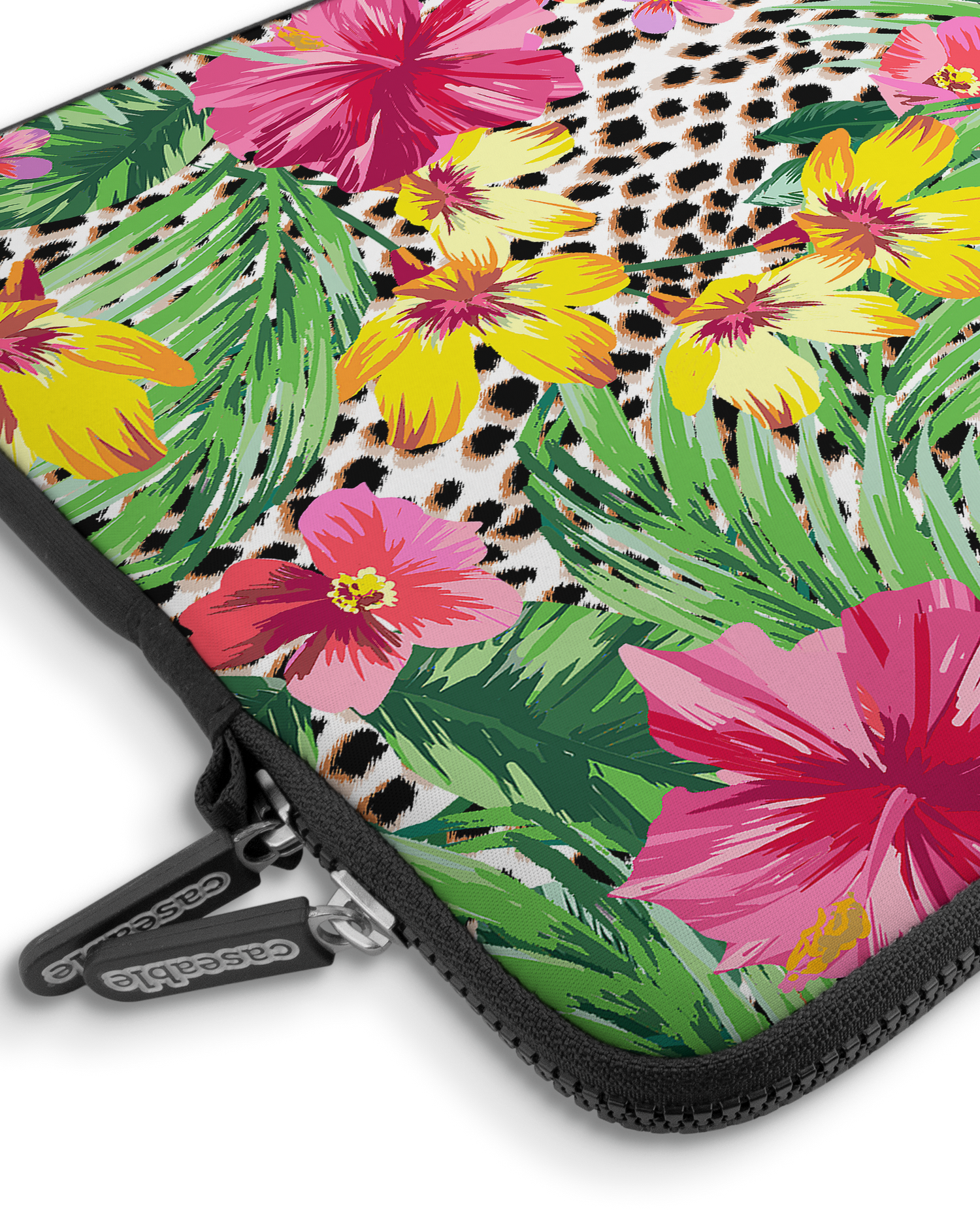Tropical Cheetah Premium Laptoptasche 15 Zoll mit Gerät im Inneren