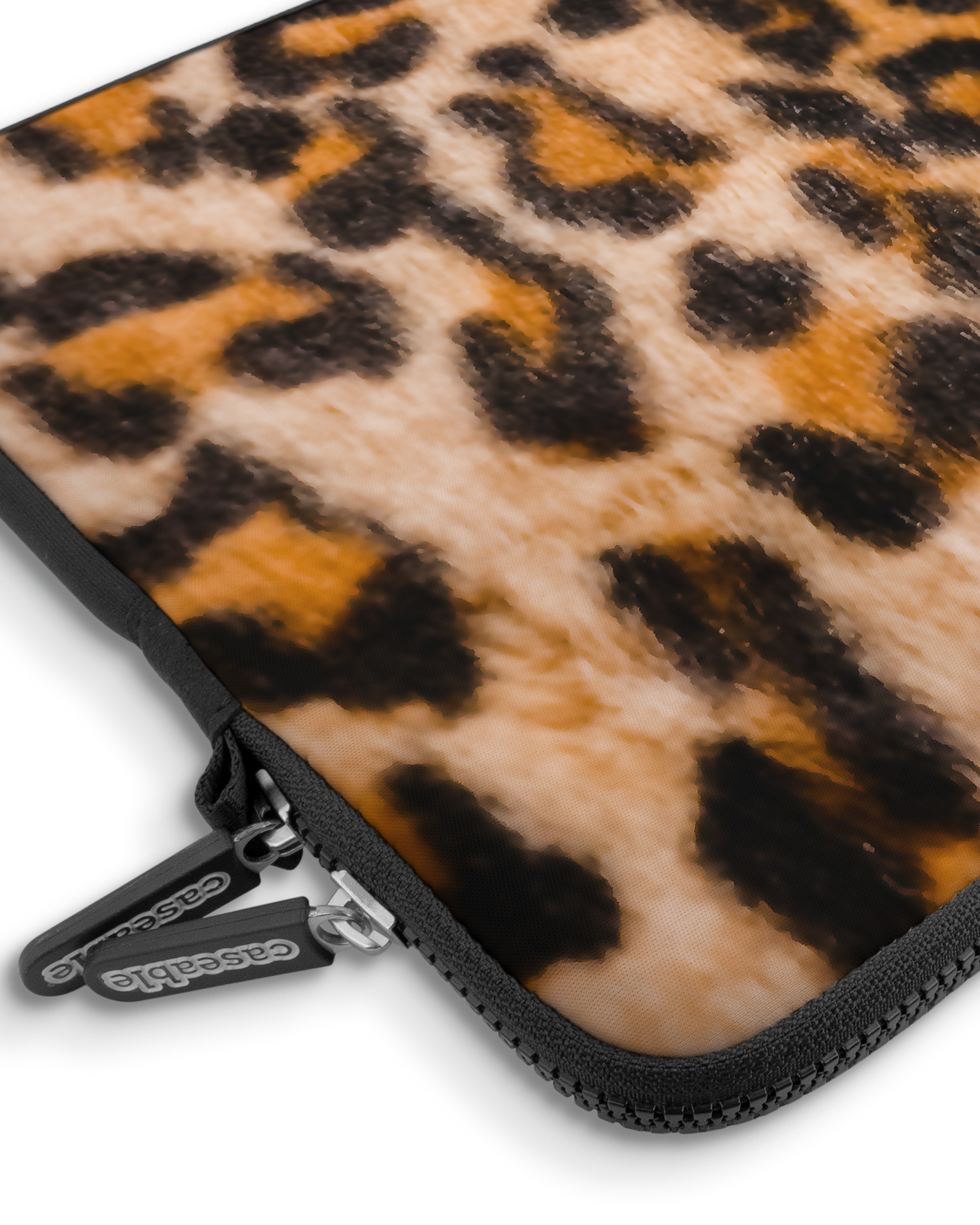 Leopard Pattern Premium Laptoptasche 15 Zoll mit Gerät im Inneren