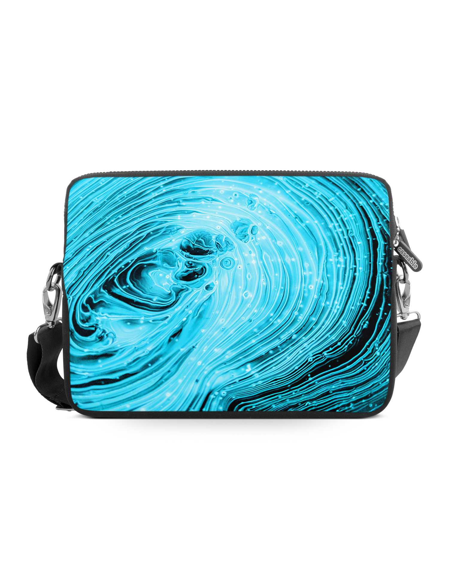 Turquoise Ripples Premium Laptoptasche 15 Zoll: Vorderansicht