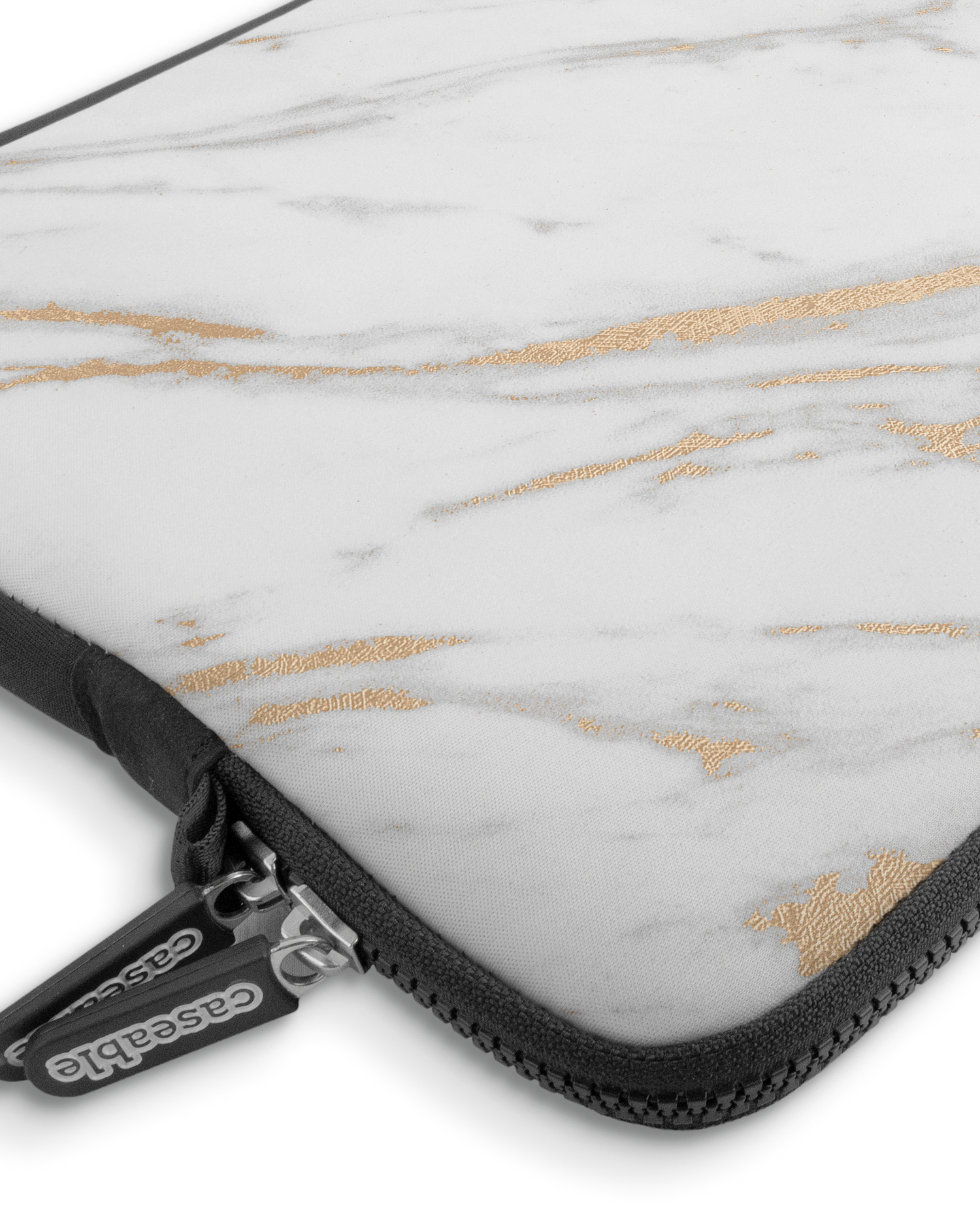 Gold Marble Elegance Premium Laptoptasche 13-14 Zoll mit Gerät im Inneren