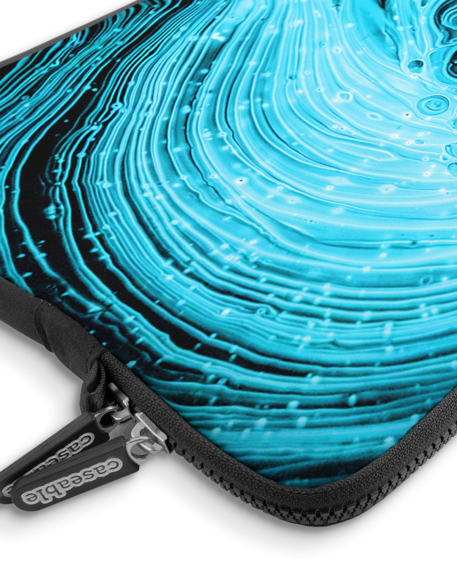 Turquoise Ripples Premium Laptoptasche 13-14 Zoll mit Gerät im Inneren