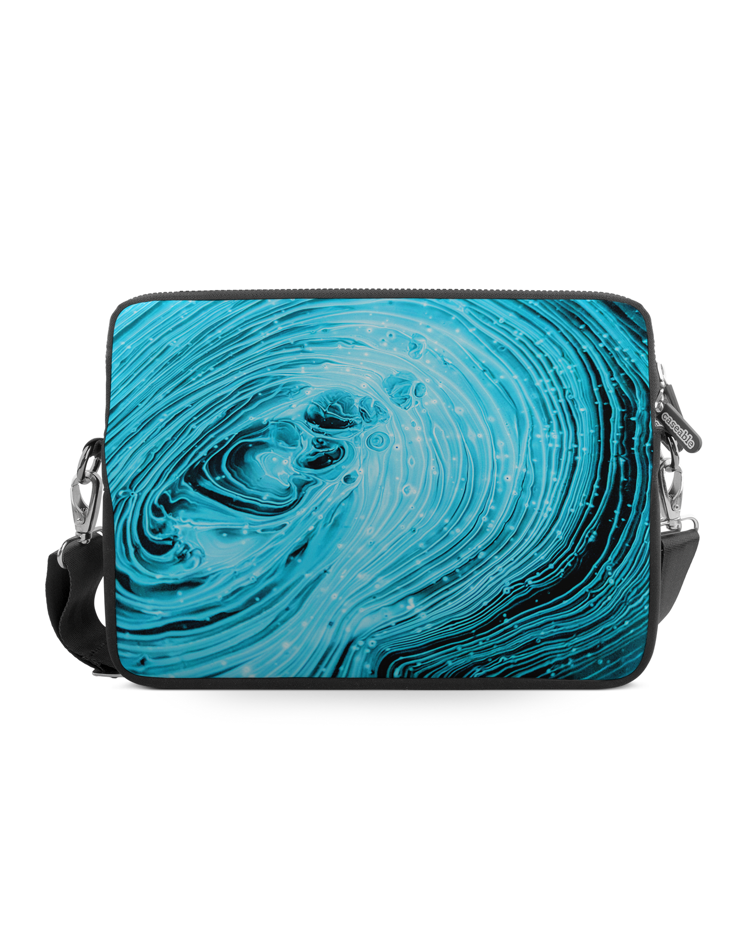 Turquoise Ripples Premium Laptoptasche 13-14 Zoll: Vorderansicht