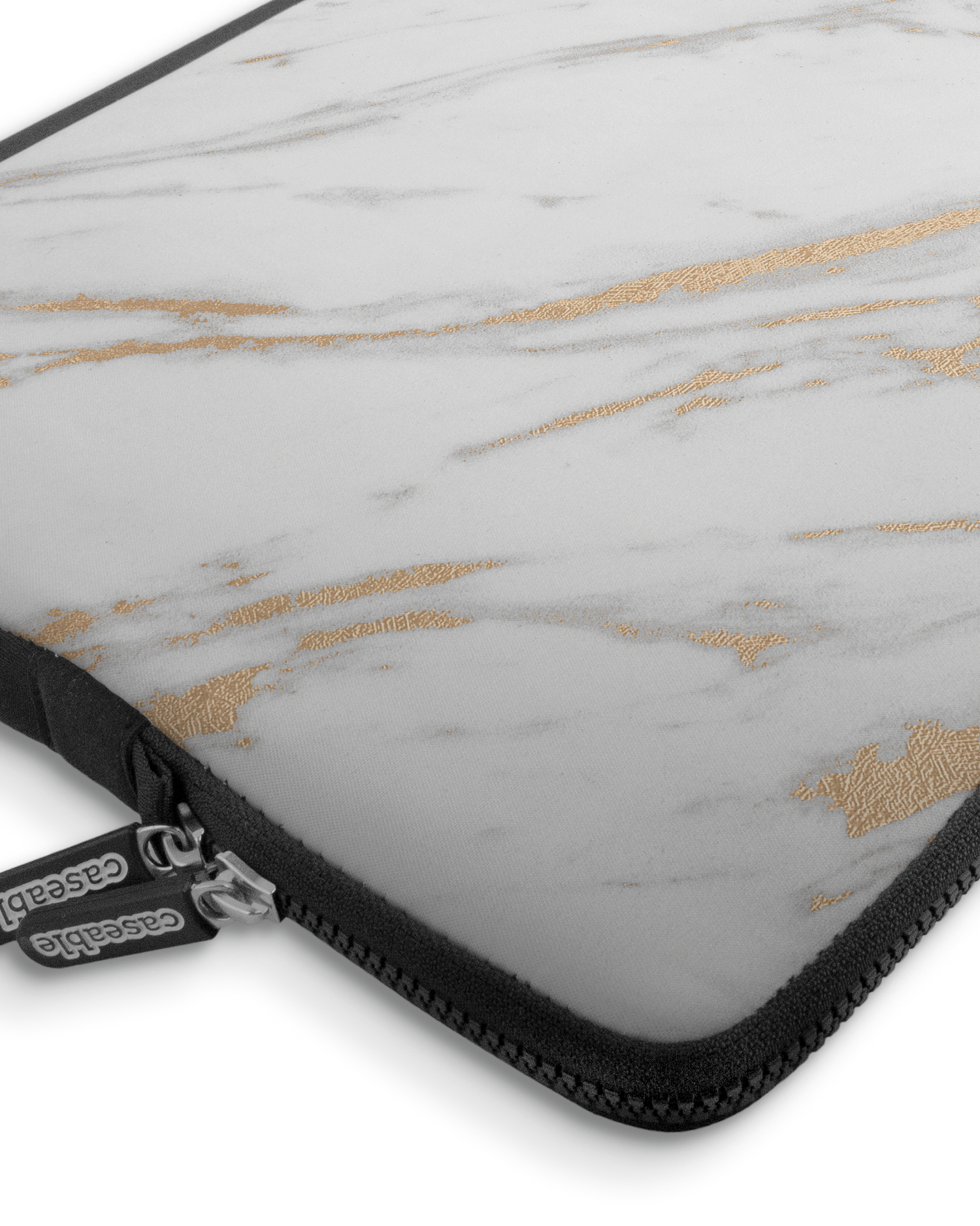 Gold Marble Elegance Premium Laptoptasche 17 Zoll mit Gerät im Inneren