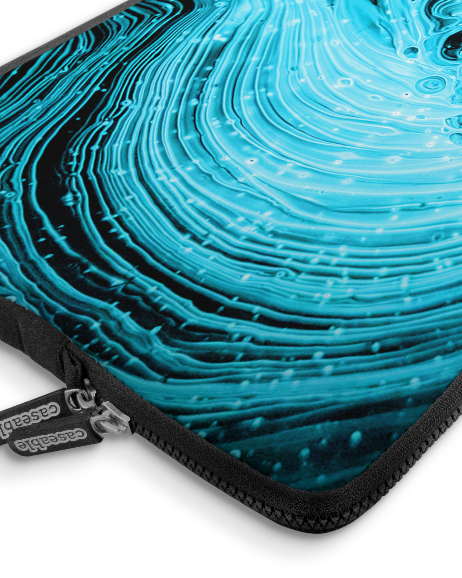 Turquoise Ripples Premium Laptoptasche 17 Zoll mit Gerät im Inneren