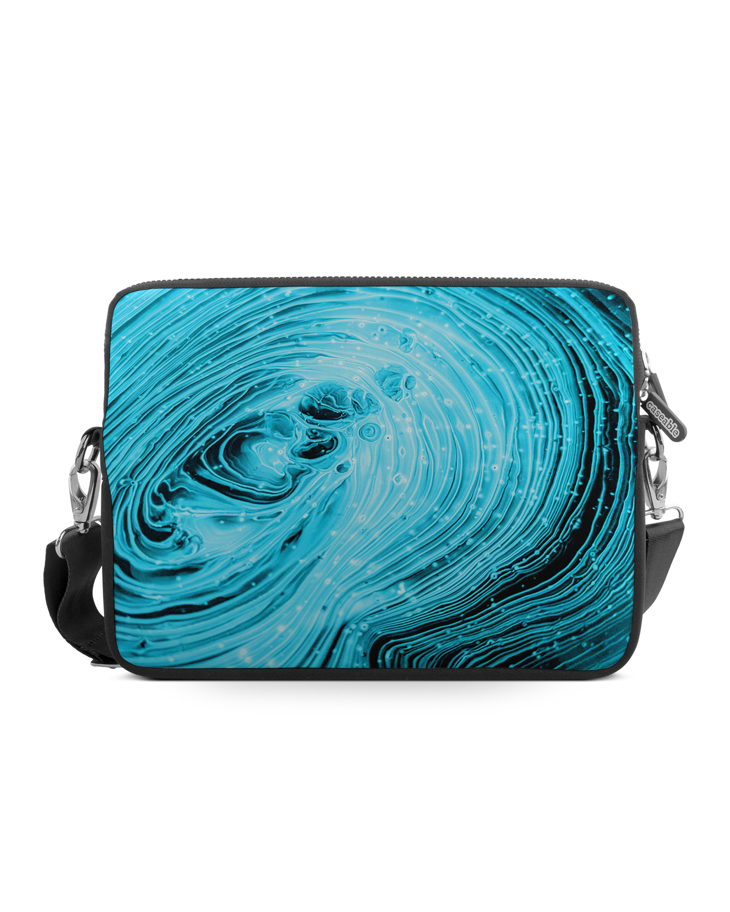 Turquoise Ripples Premium Laptoptasche 17 Zoll: Vorderansicht