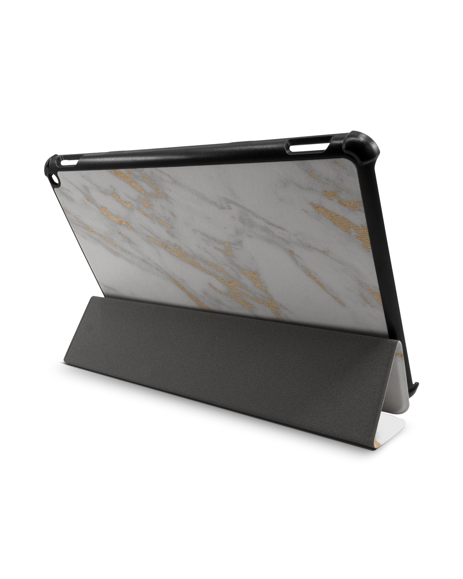 Gold Marble Elegance Tablet Smart Case für Amazon Fire HD 10 (2021): Aufgestellt im Querformat