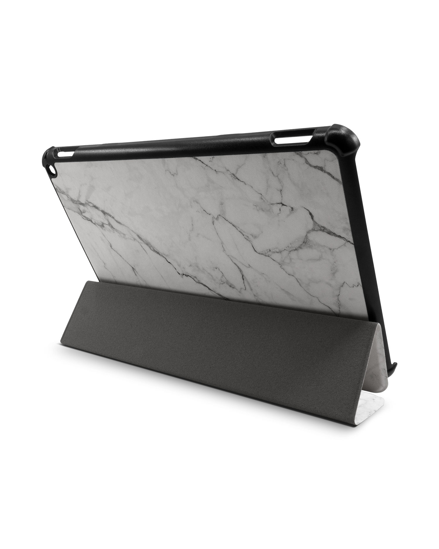 White Marble Tablet Smart Case für Amazon Fire HD 10 (2021): Aufgestellt im Querformat
