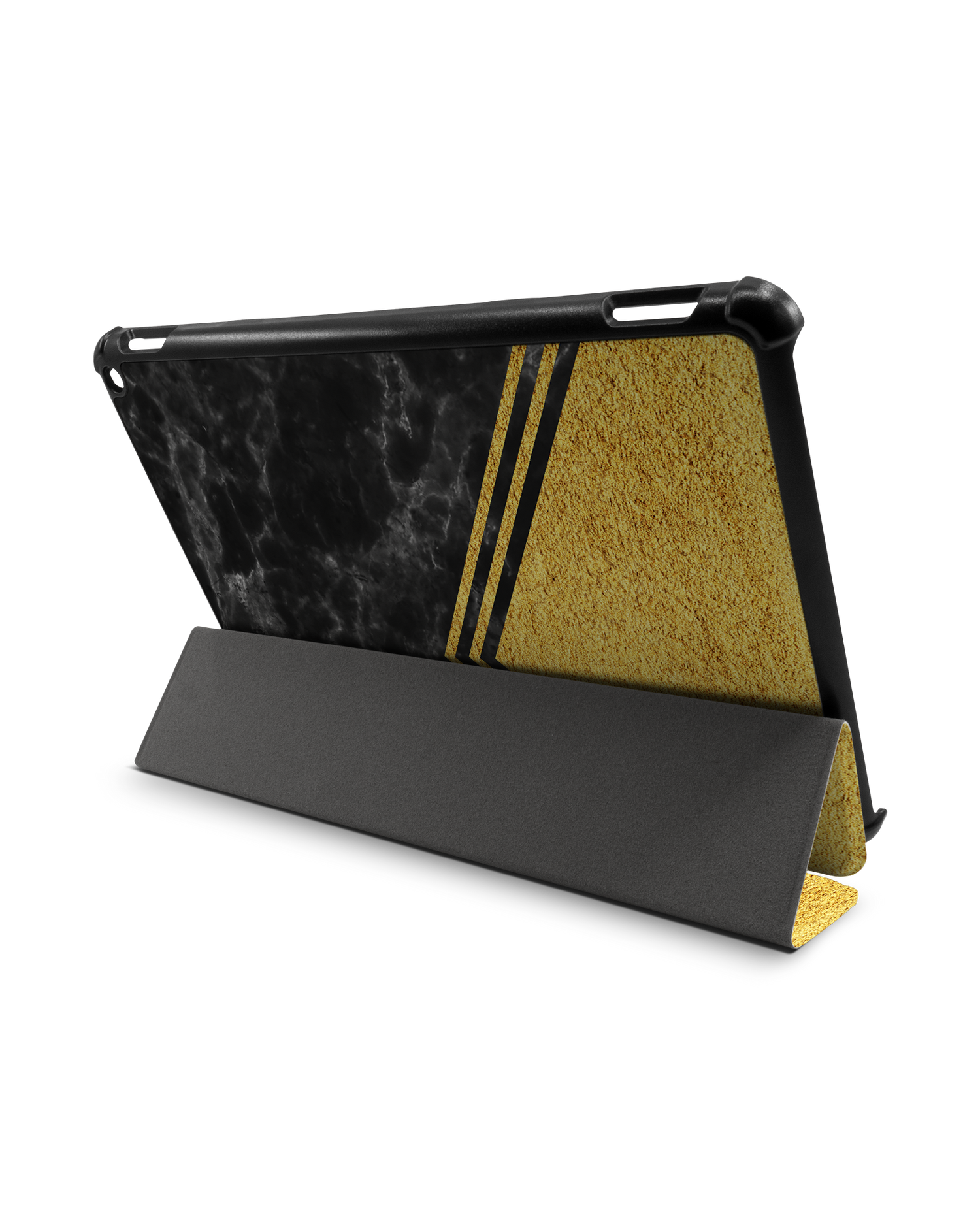 Gold Marble Tablet Smart Case für Amazon Fire HD 10 (2021): Aufgestellt im Querformat