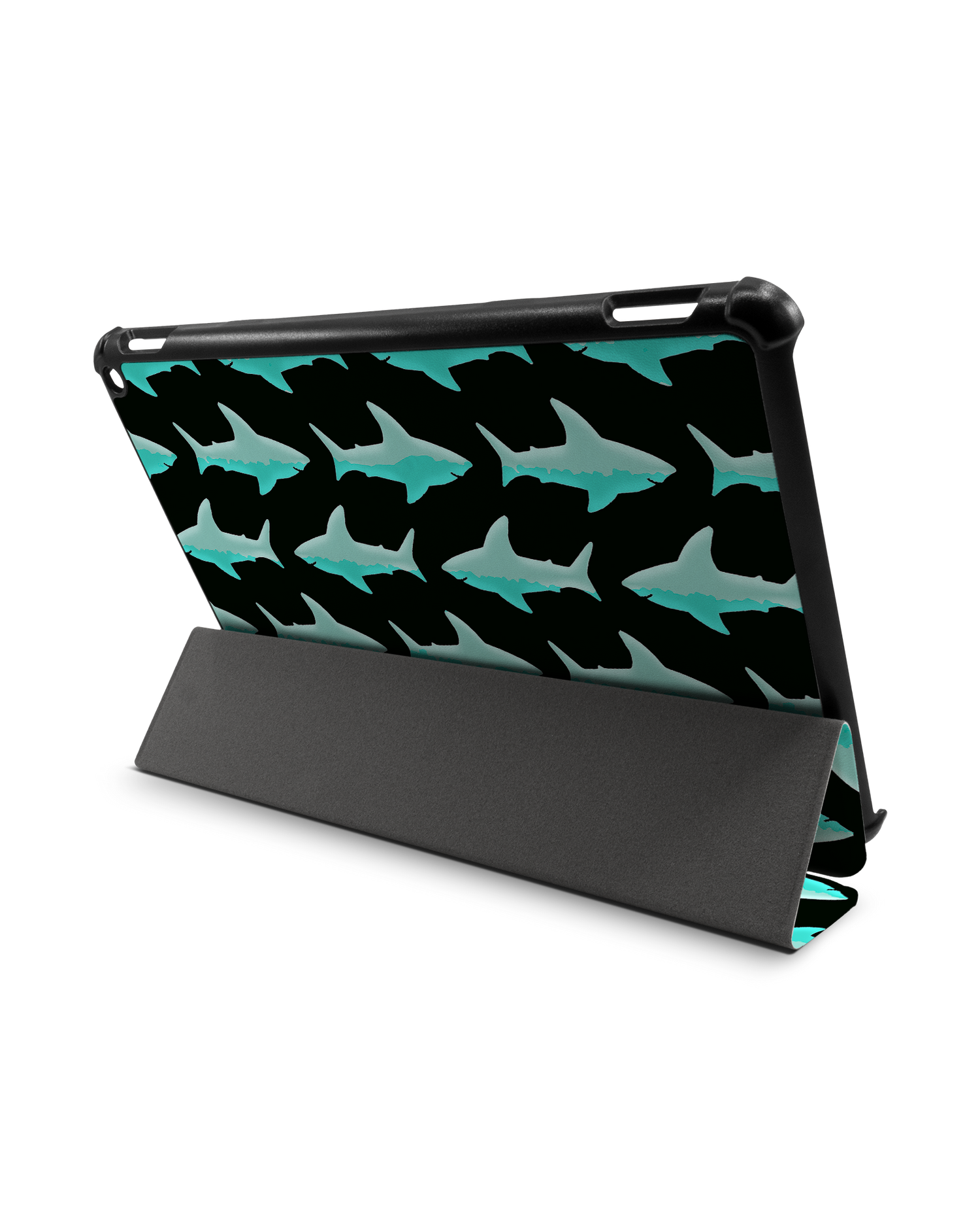 Neon Sharks Tablet Smart Case für Amazon Fire HD 10 (2021): Aufgestellt im Querformat