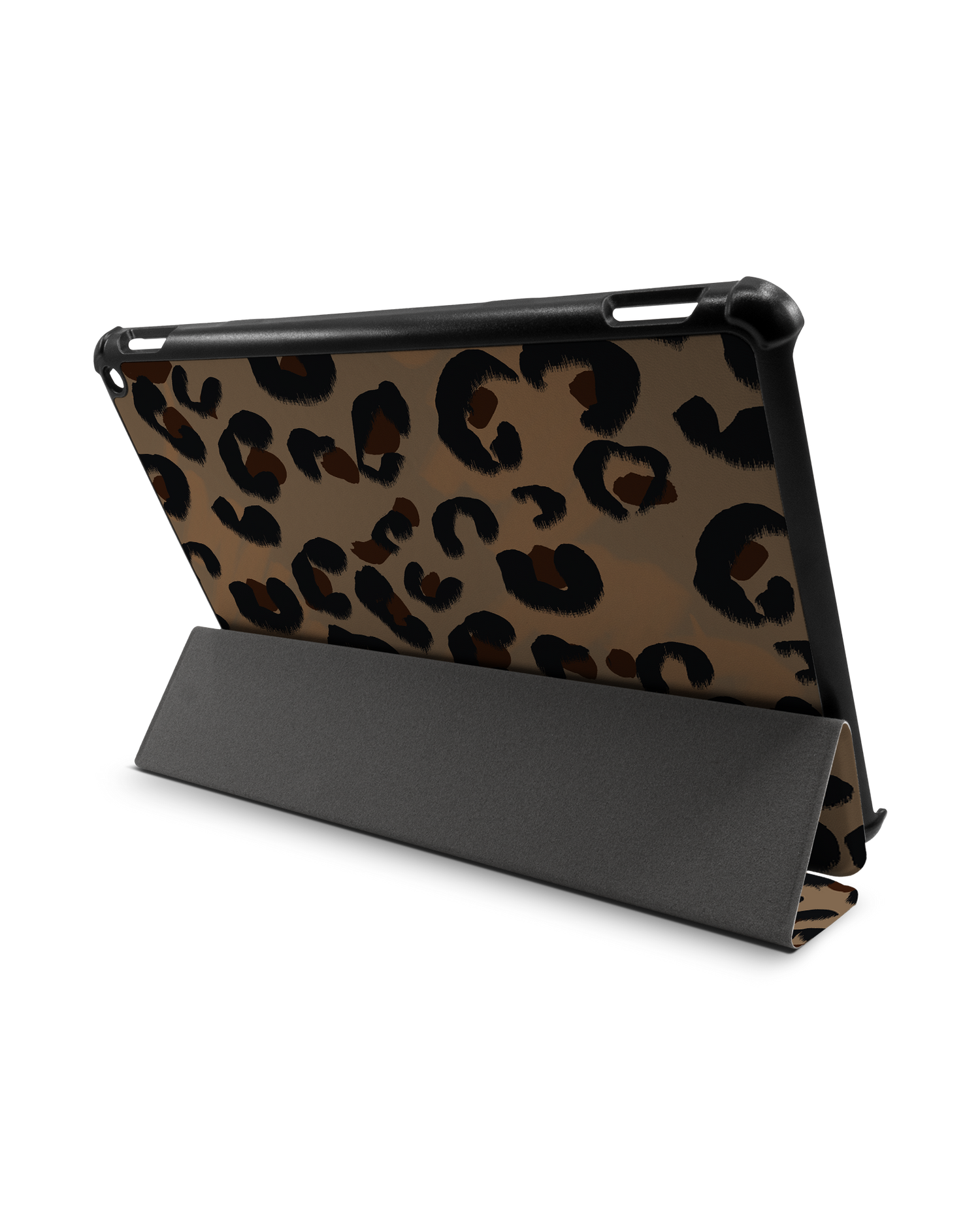 Leopard Repeat Tablet Smart Case für Amazon Fire HD 10 (2021): Aufgestellt im Querformat