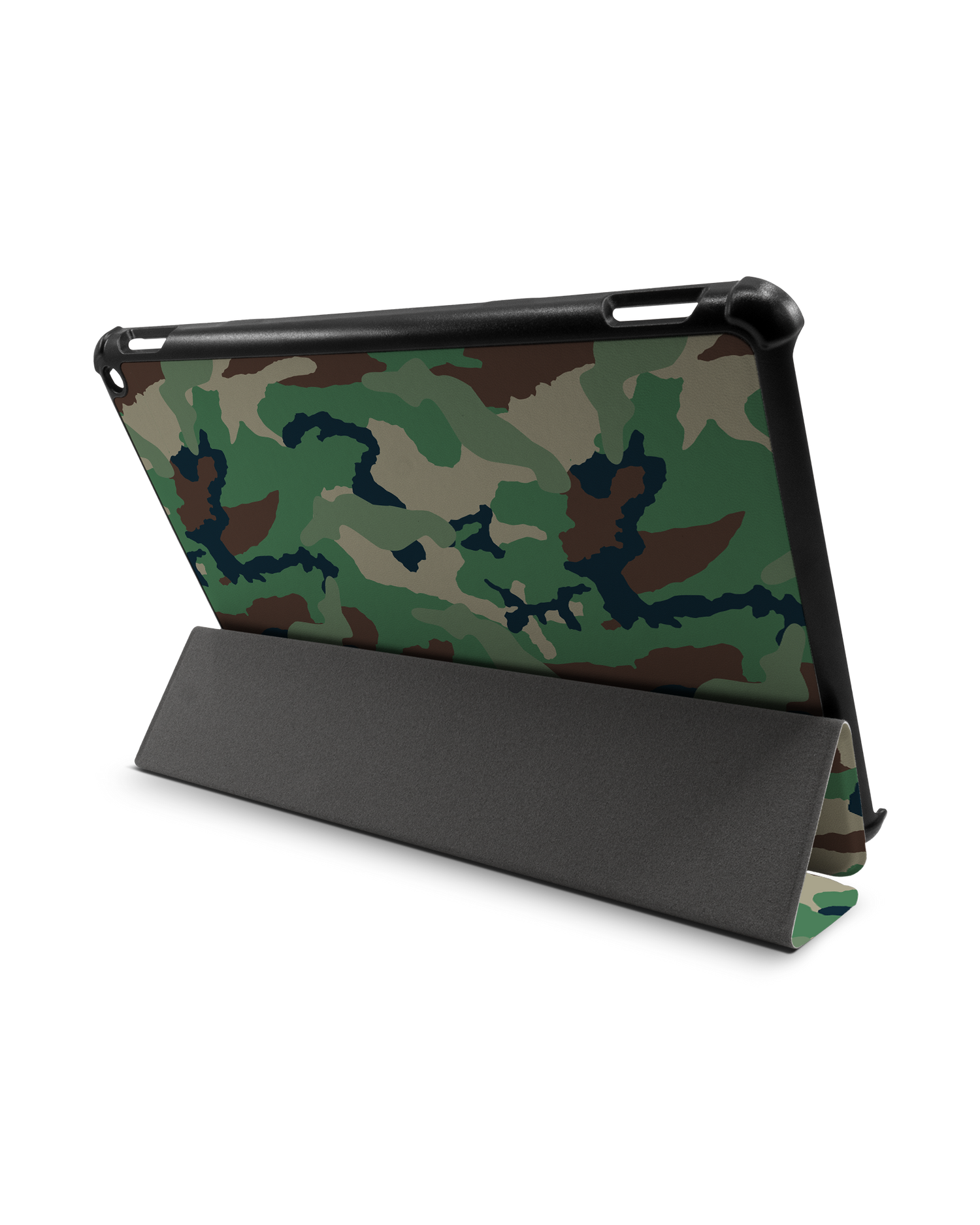 Green and Brown Camo Tablet Smart Case für Amazon Fire HD 10 (2021): Aufgestellt im Querformat