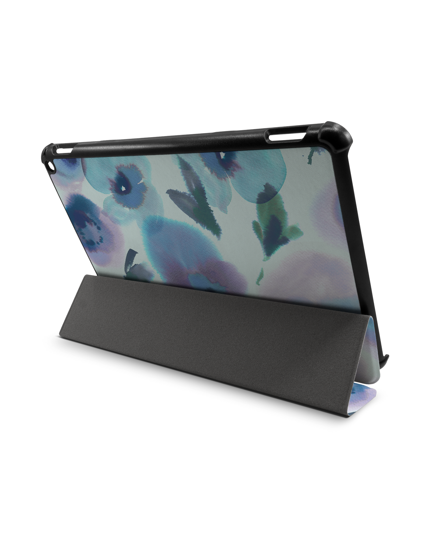 Watercolour Flowers Blue Tablet Smart Case für Amazon Fire HD 10 (2021): Aufgestellt im Querformat