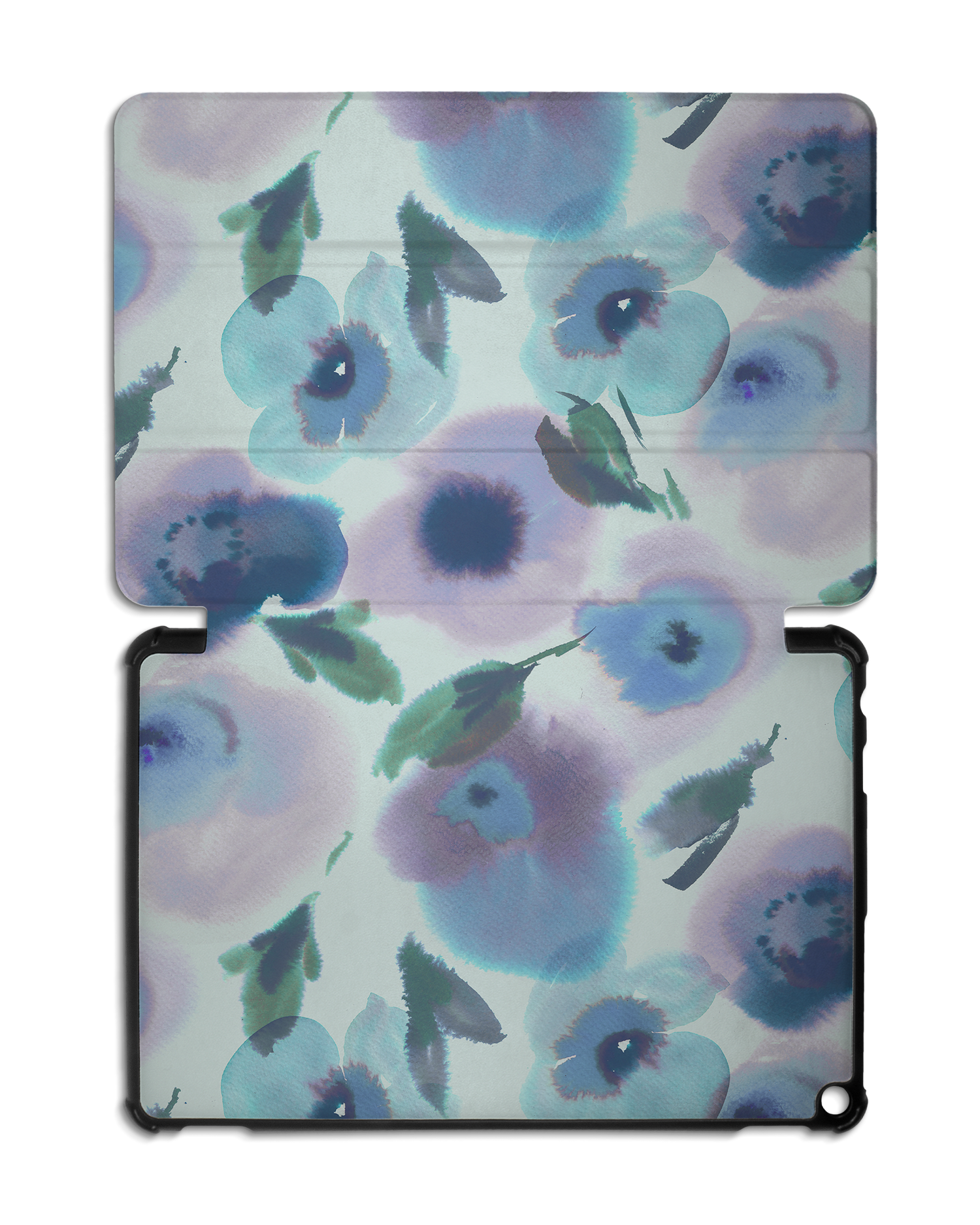 Watercolour Flowers Blue Tablet Smart Case für Amazon Fire HD 10 (2021): Aufgeklappt