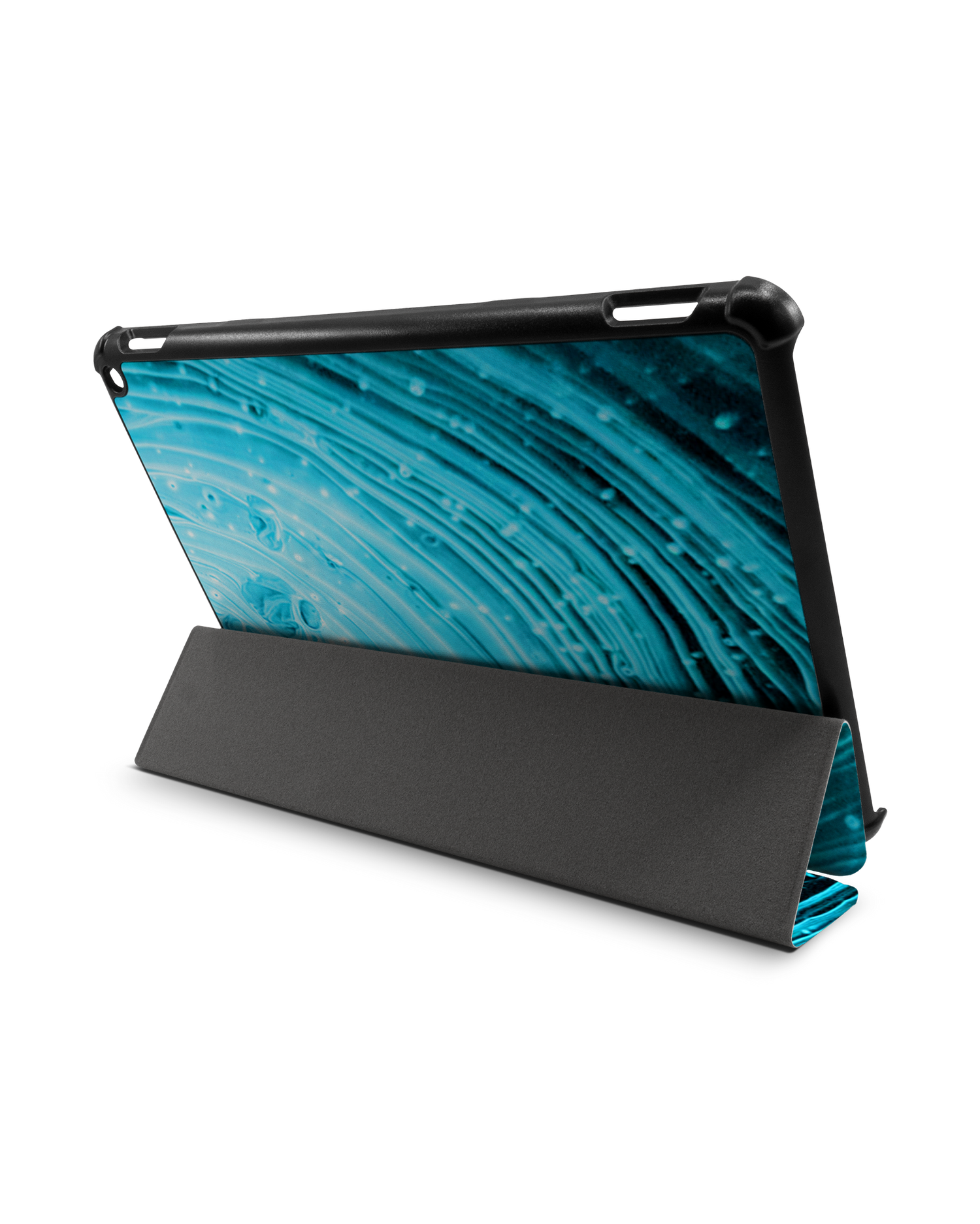 Turquoise Ripples Tablet Smart Case für Amazon Fire HD 10 (2021): Aufgestellt im Querformat