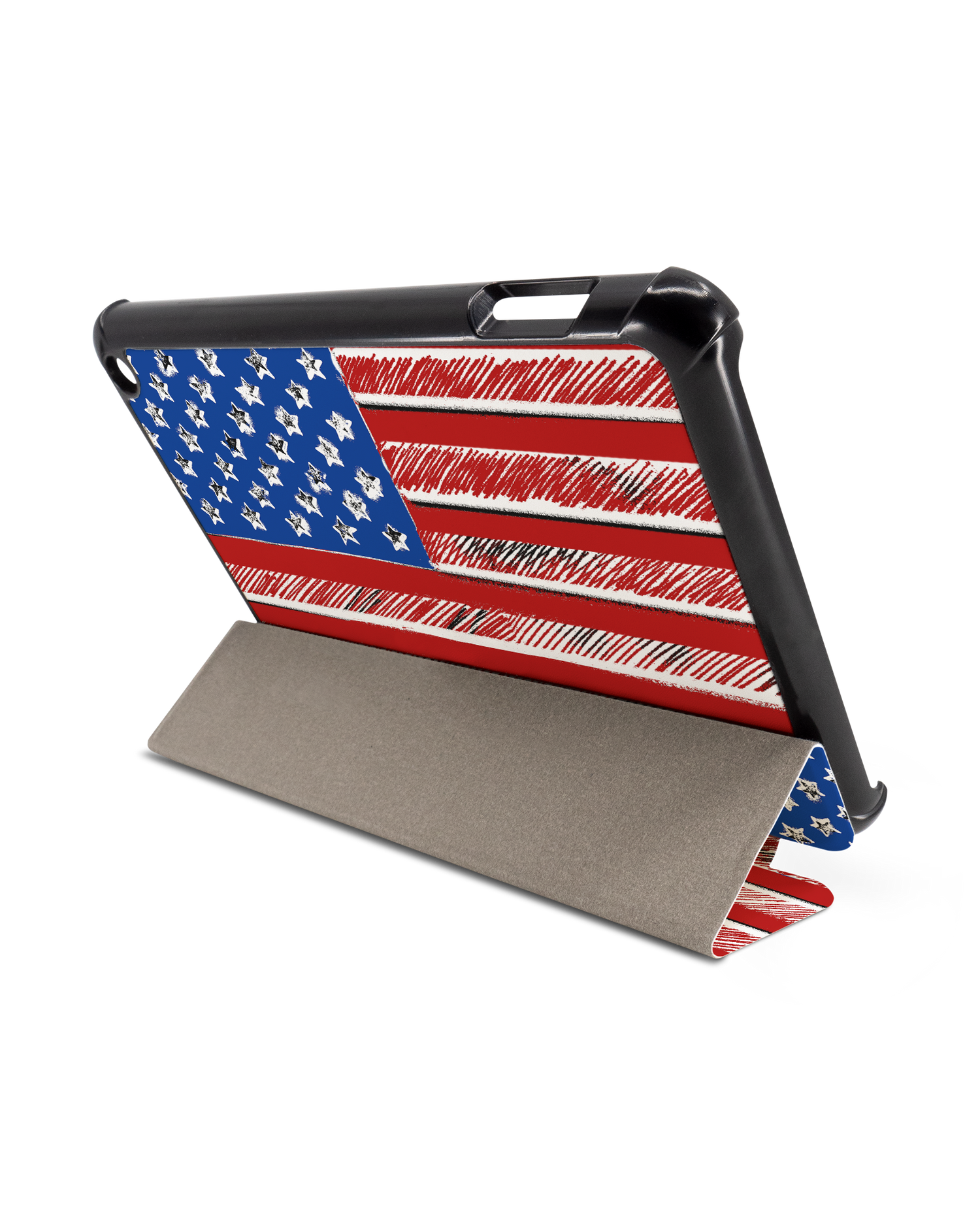 American Flag Color Tablet Smart Case für Amazon Fire 7 (2022): Aufgestellt im Querformat