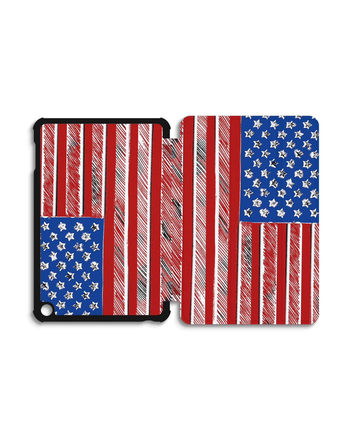 American Flag Color Tablet Smart Case für Amazon Fire 7 (2022): Aufgeklappt