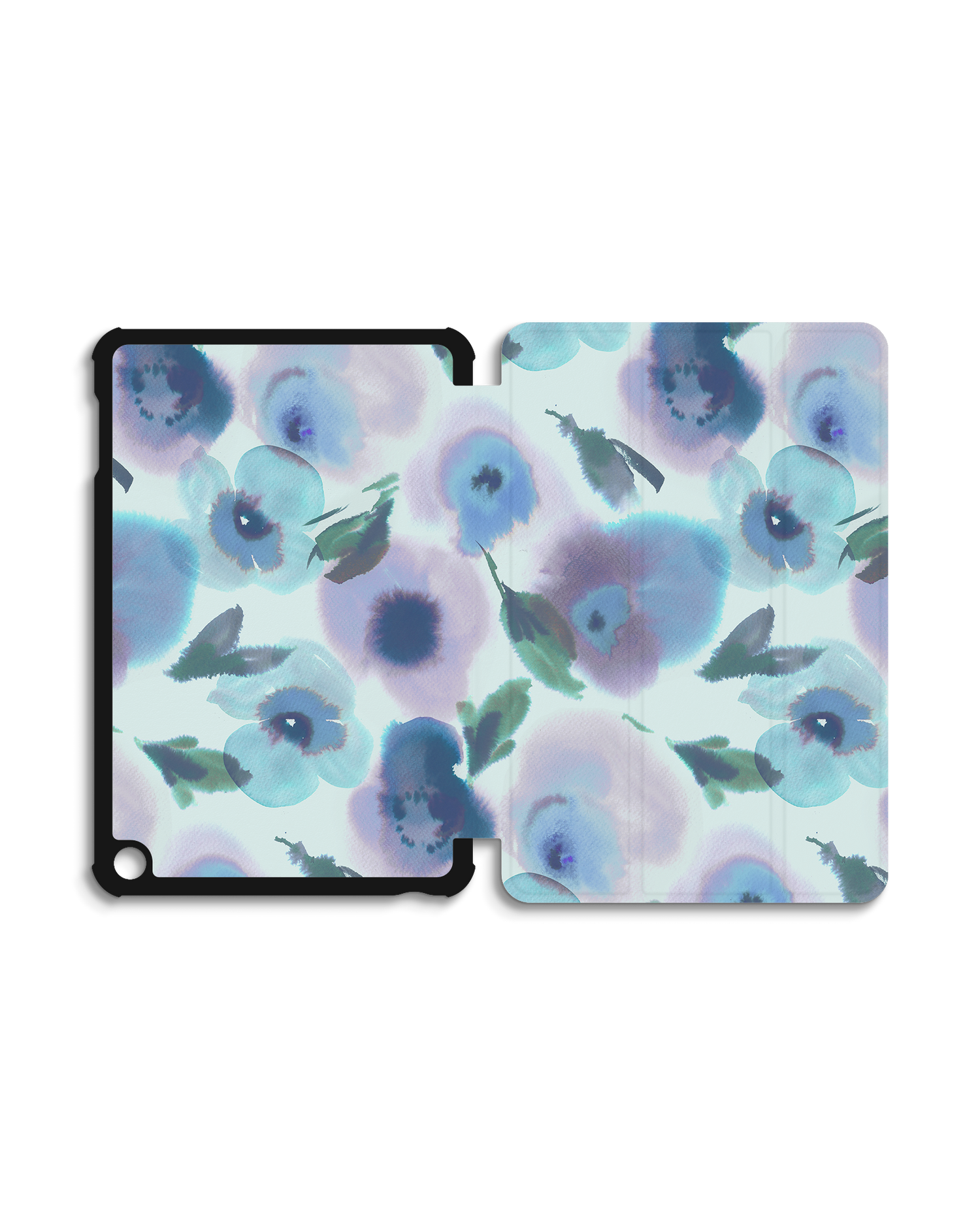 Watercolour Flowers Blue Tablet Smart Case für Amazon Fire 7 (2022): Aufgeklappt