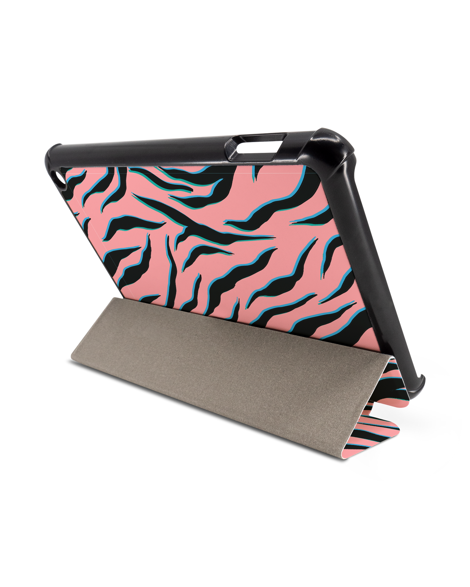 Pink Zebra Tablet Smart Case für Amazon Fire 7 (2022): Aufgestellt im Querformat