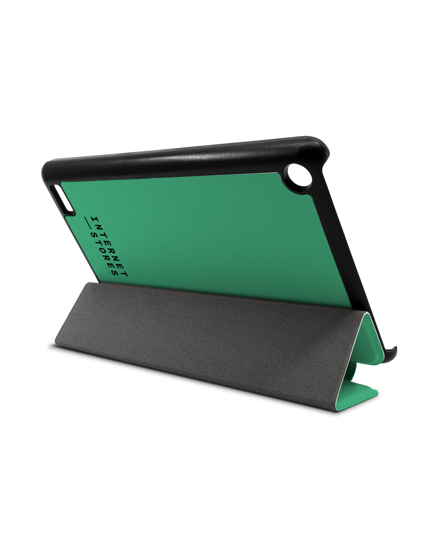 ISG Neon Green Tablet Smart Case für Amazon Fire 7: Aufgestellt im Querformat