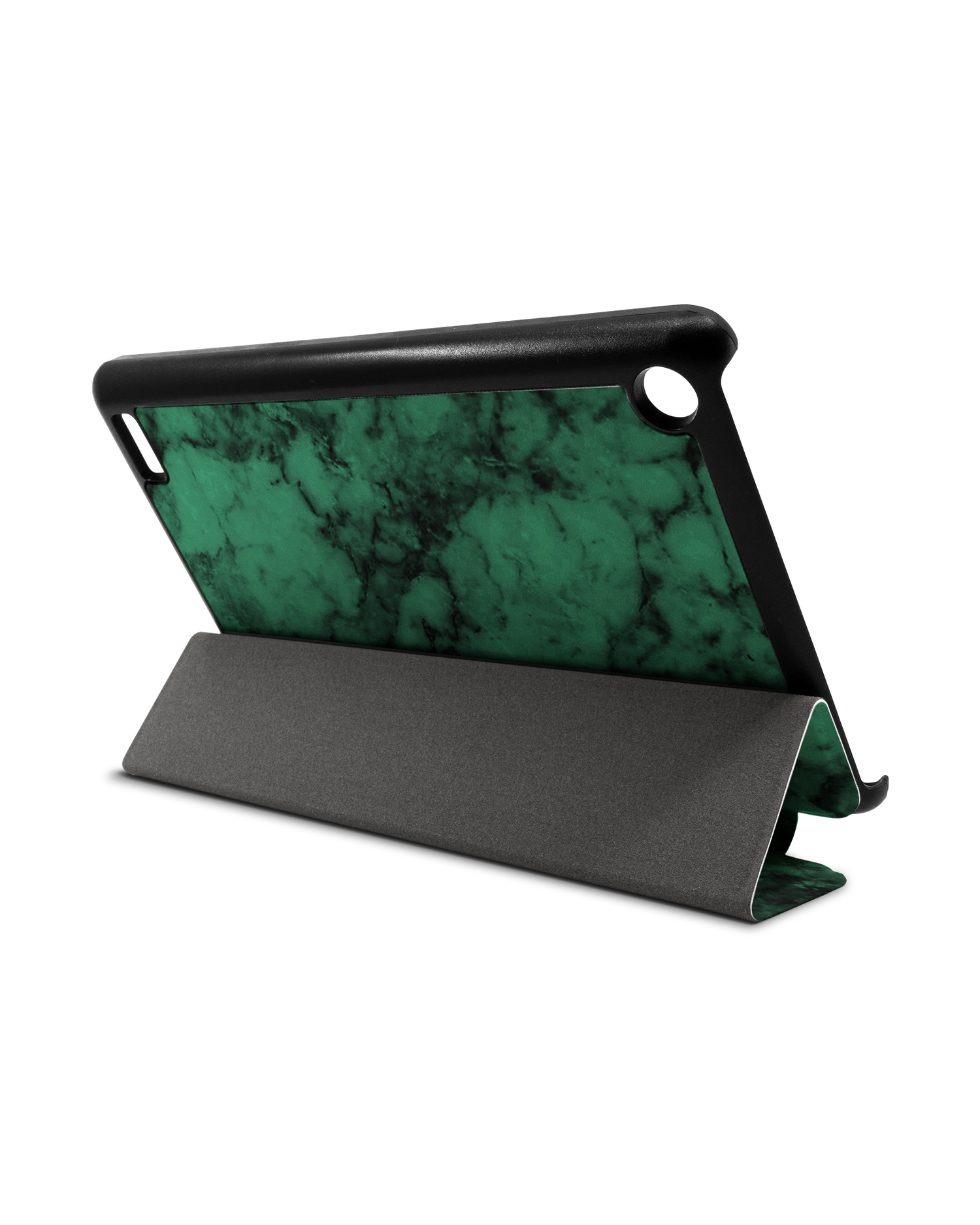 Green Marble Tablet Smart Case für Amazon Fire 7: Aufgestellt im Querformat