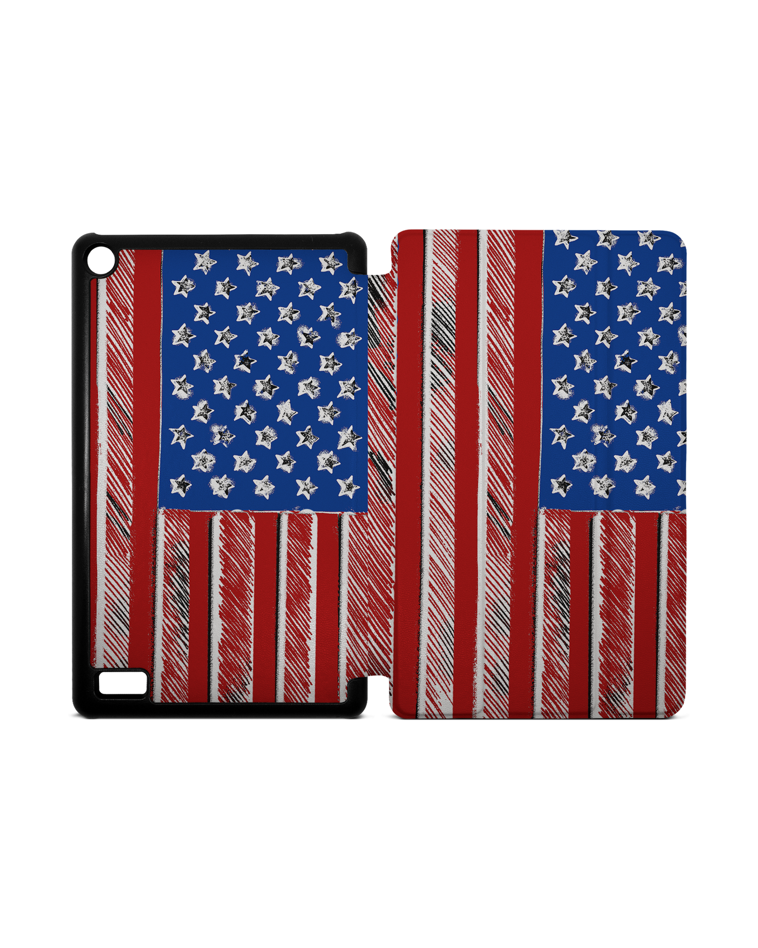 American Flag Color Tablet Smart Case für Amazon Fire 7: Aufgeklappt