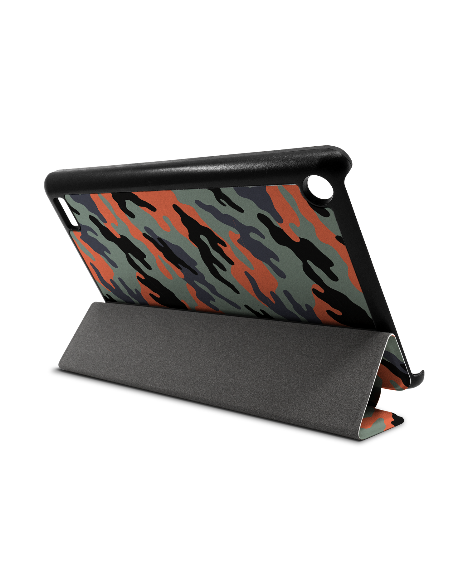 Camo Sunset Tablet Smart Case für Amazon Fire 7: Aufgestellt im Querformat