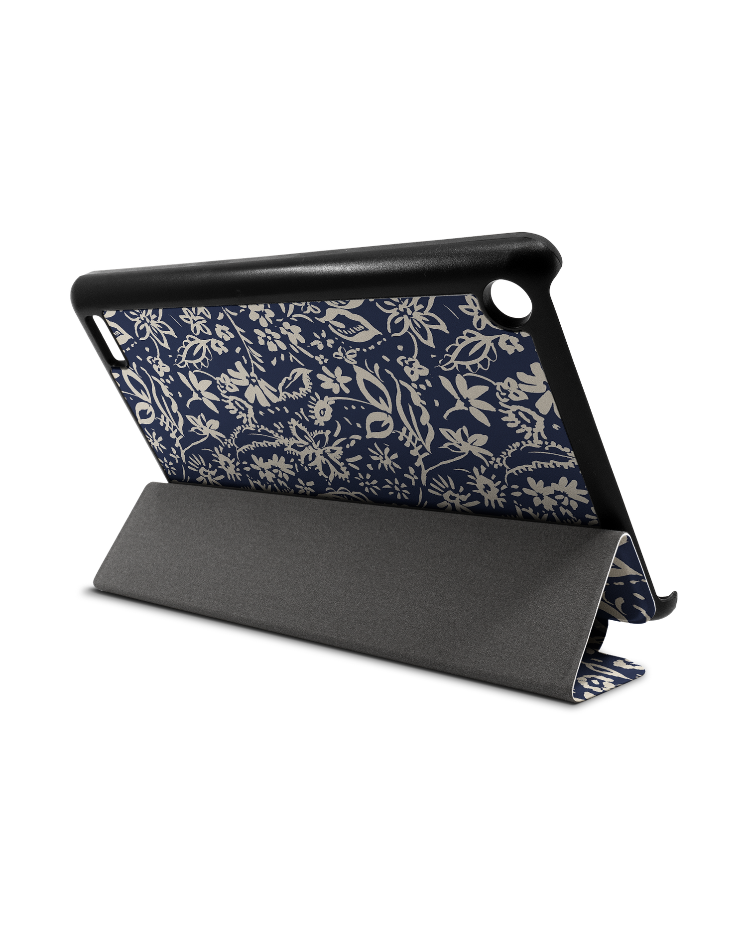 Ditsy Blue Paisley Tablet Smart Case für Amazon Fire 7: Aufgestellt im Querformat