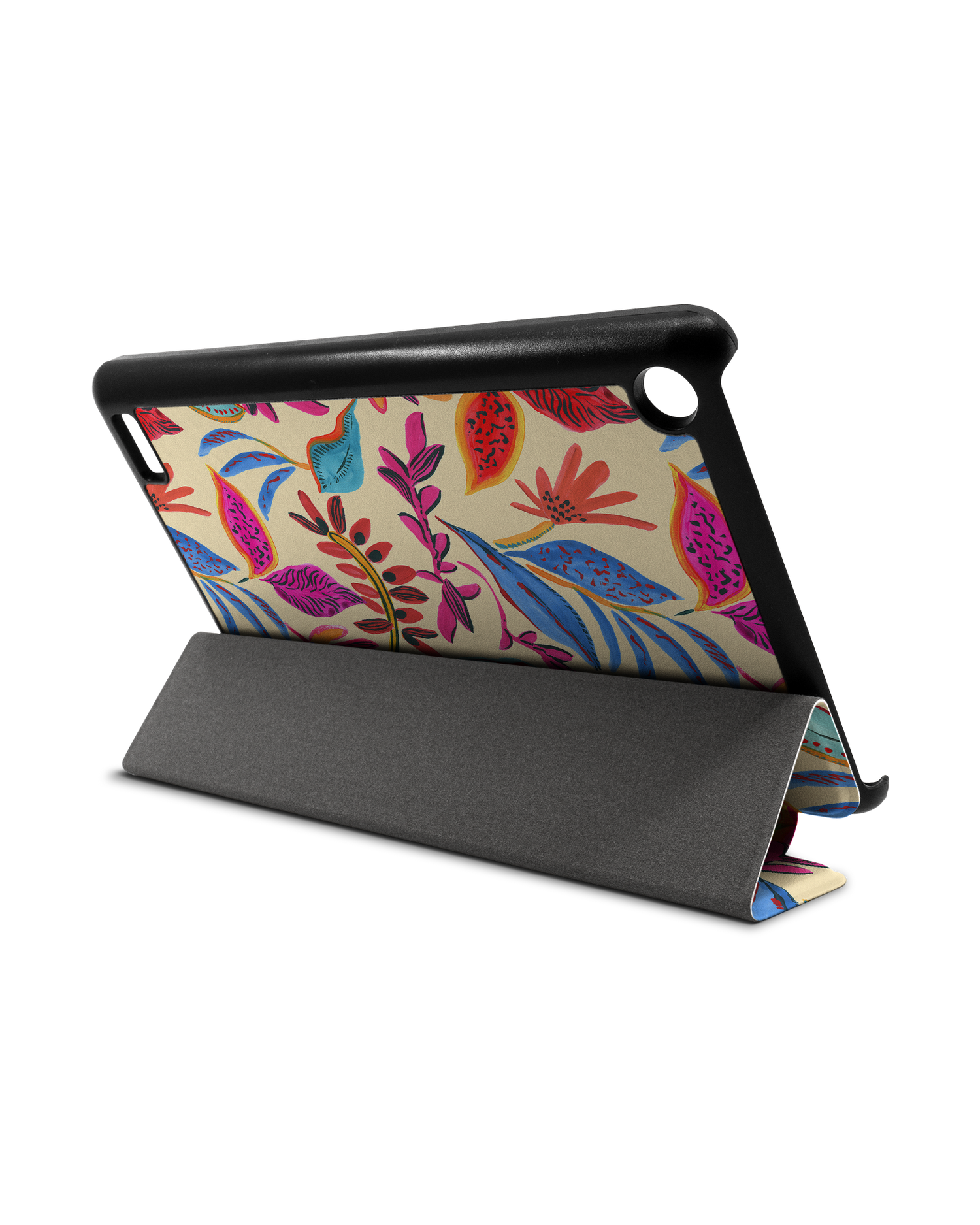 Painterly Spring Leaves Tablet Smart Case für Amazon Fire 7: Aufgestellt im Querformat