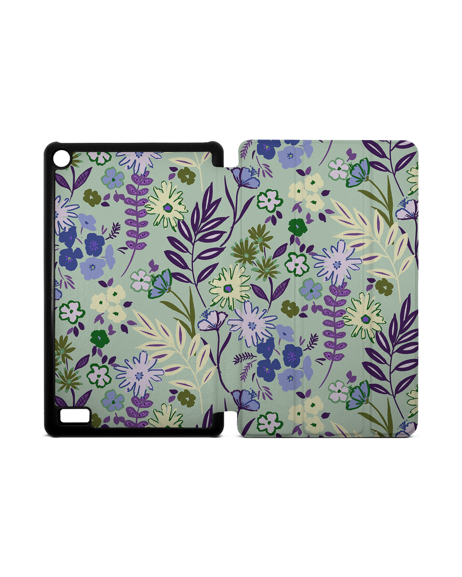 Pretty Purple Flowers Tablet Smart Case für Amazon Fire 7: Aufgeklappt