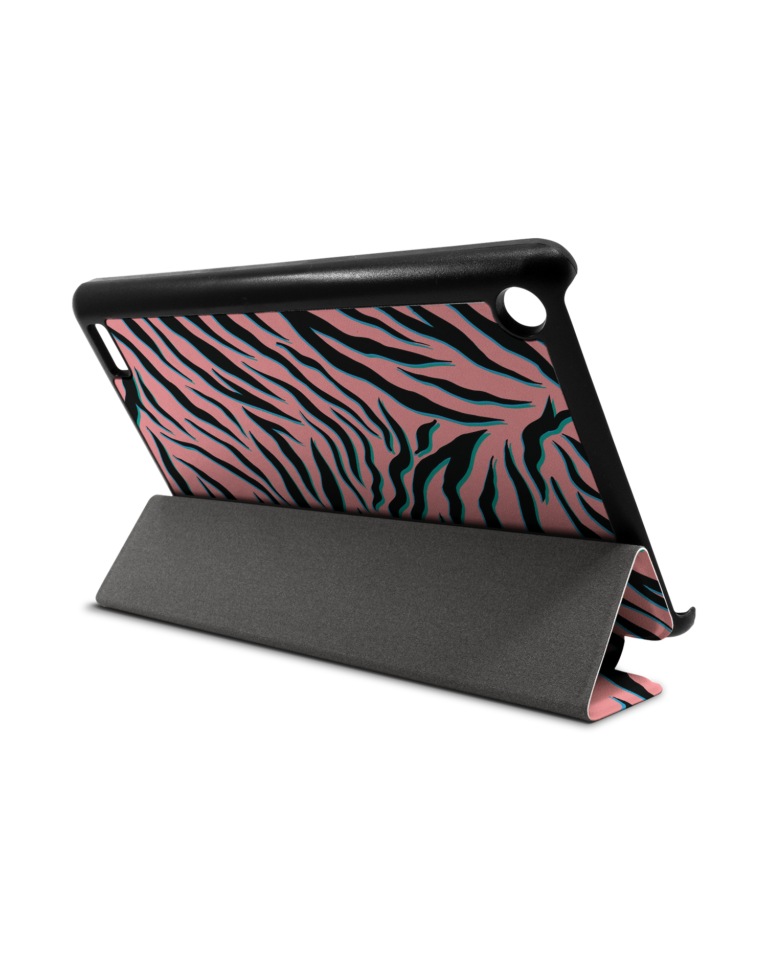 Pink Zebra Tablet Smart Case für Amazon Fire 7: Aufgestellt im Querformat