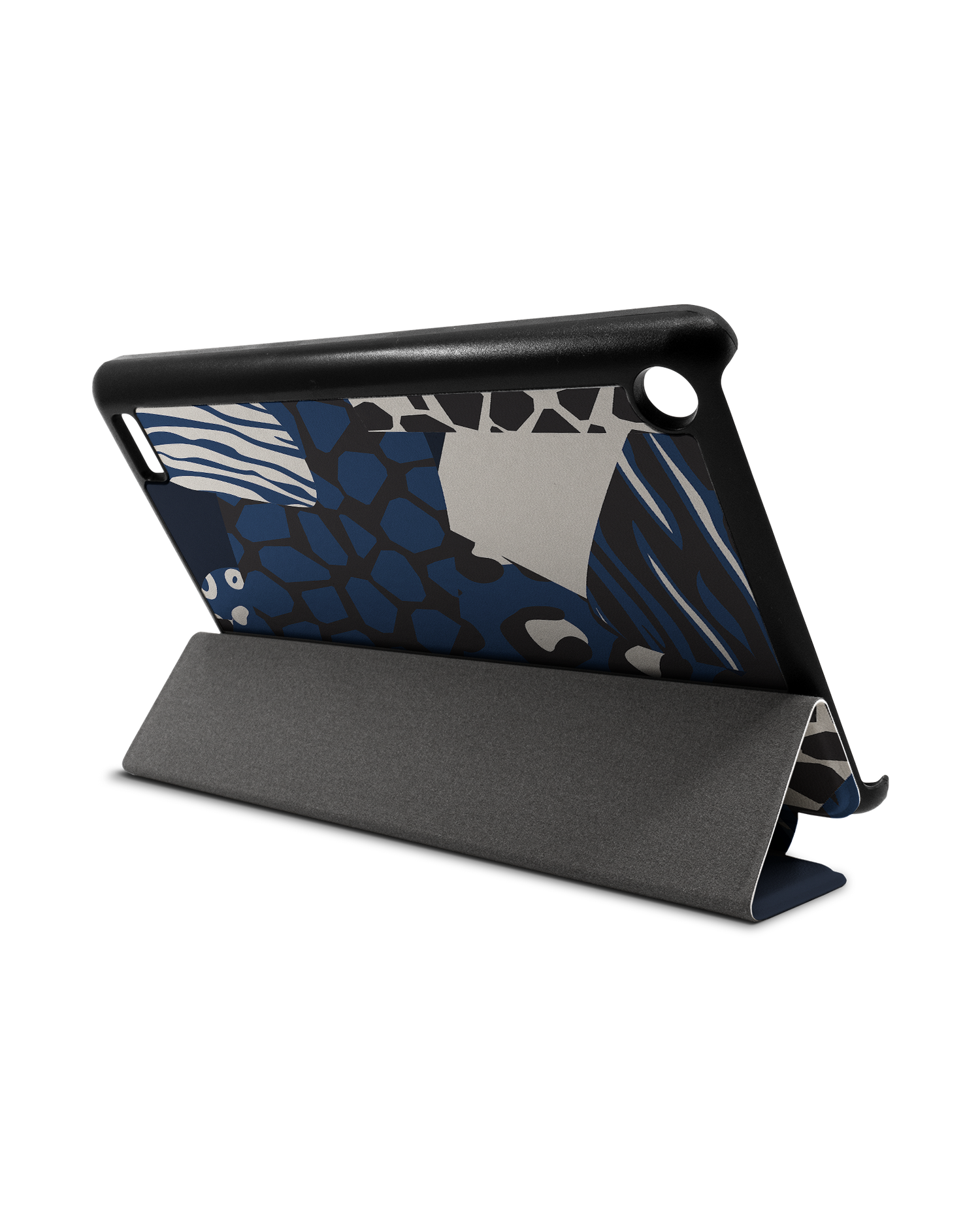 Animal Print Patchwork Tablet Smart Case für Amazon Fire 7: Aufgestellt im Querformat