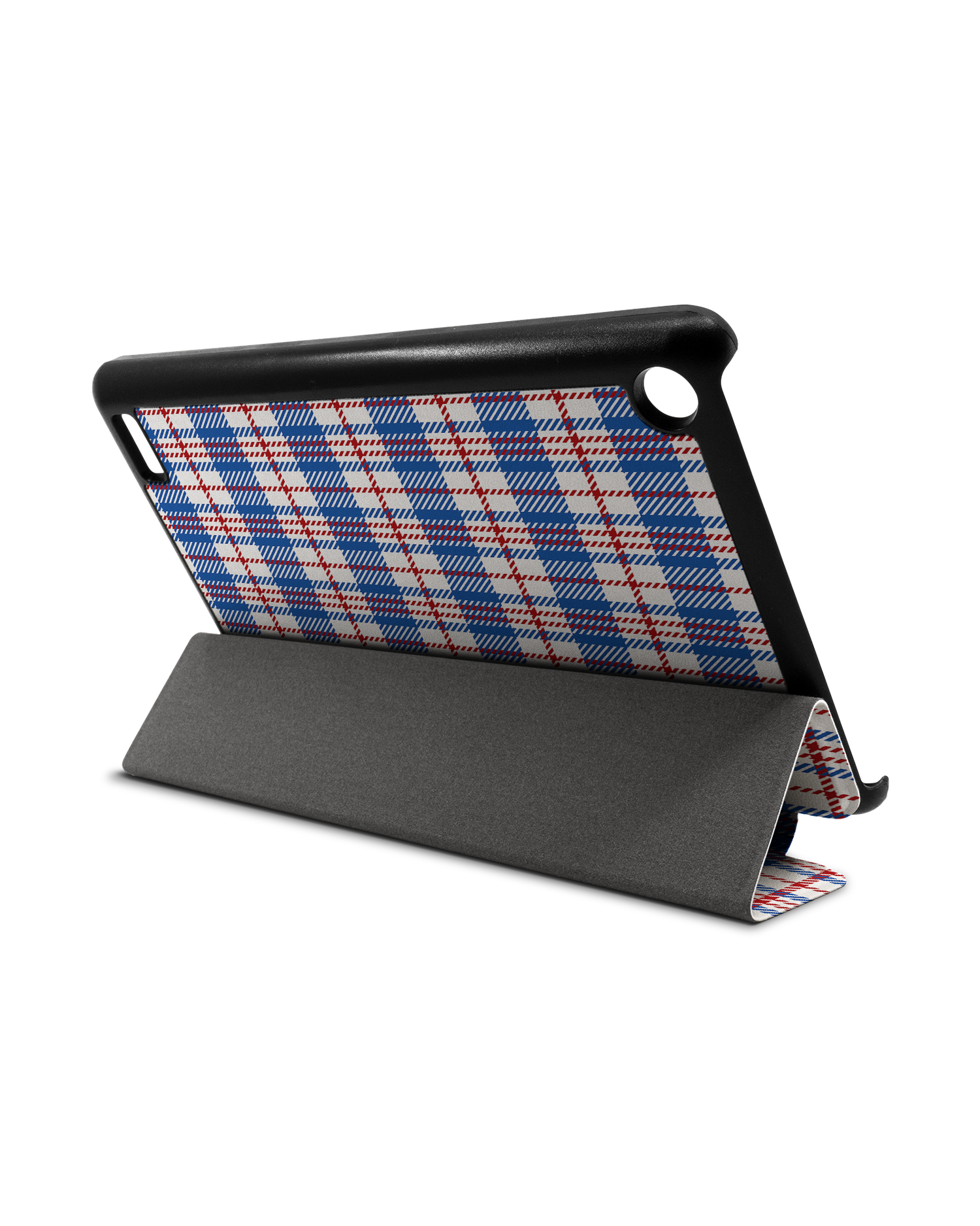Plaid Market Bag Tablet Smart Case für Amazon Fire 7: Aufgestellt im Querformat