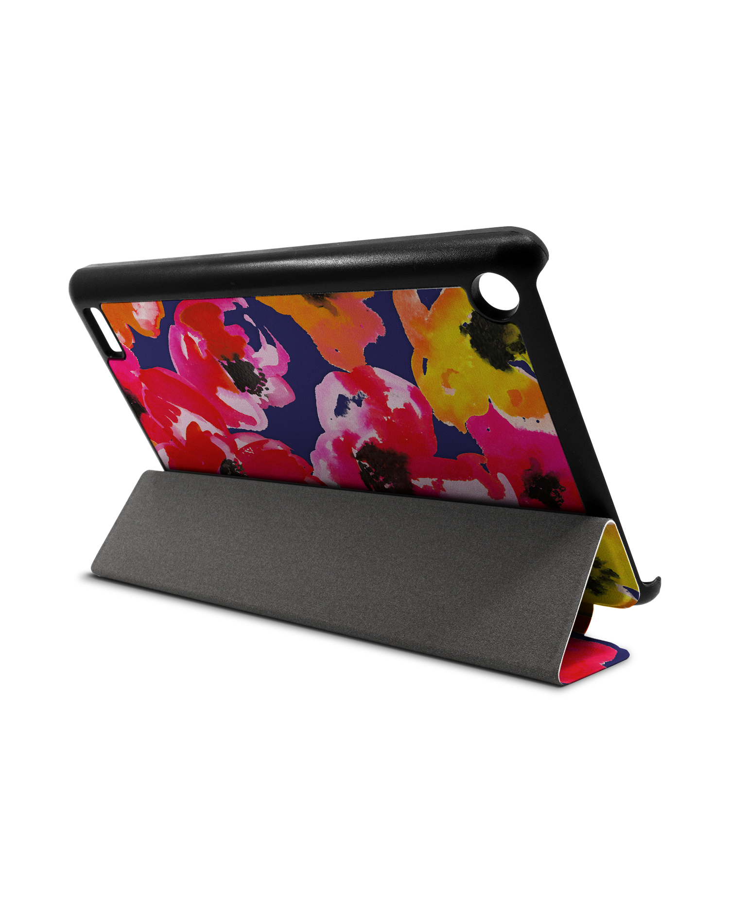 Painted Poppies Tablet Smart Case für Amazon Fire 7: Aufgestellt im Querformat