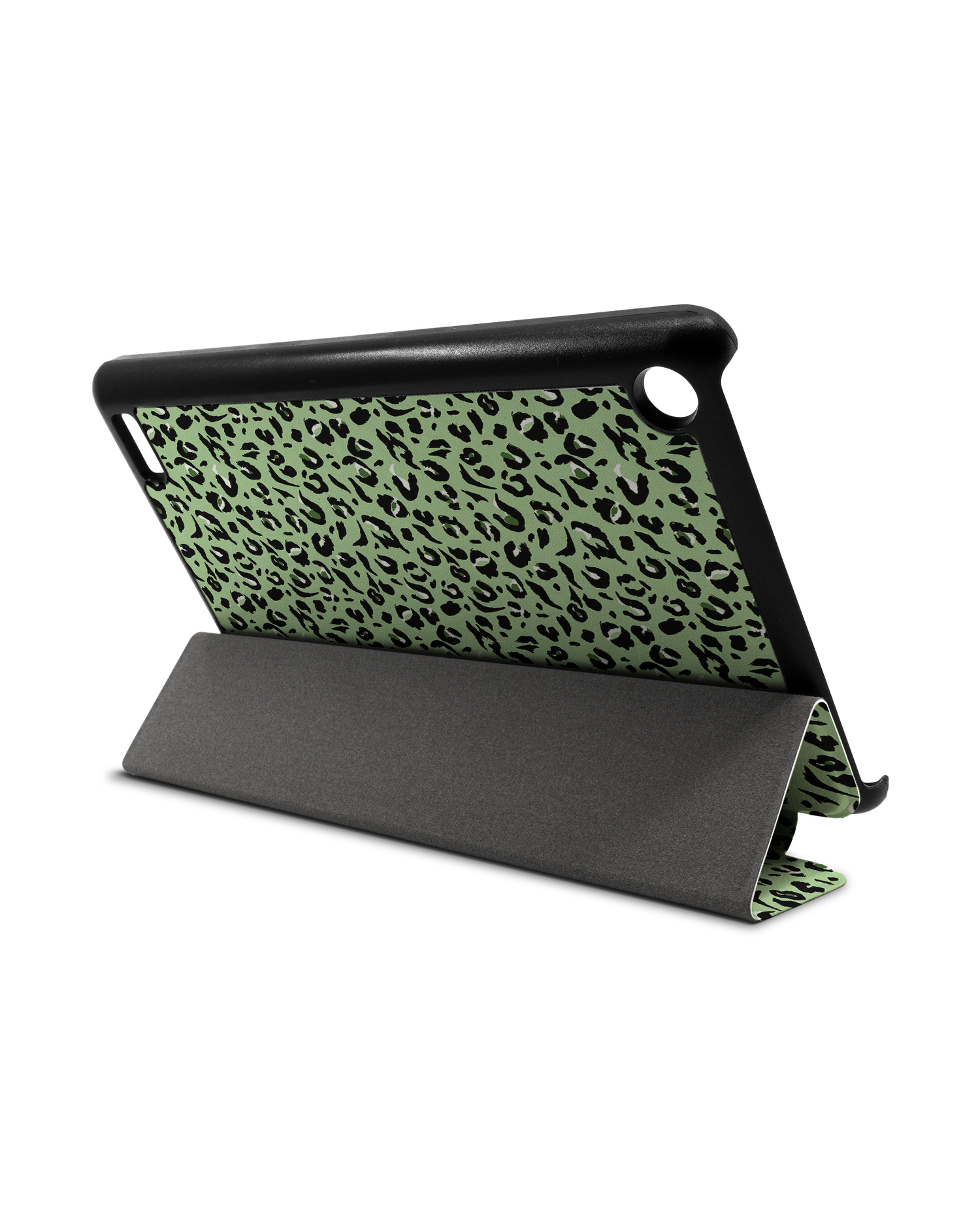 Mint Leopard Tablet Smart Case für Amazon Fire 7: Aufgestellt im Querformat