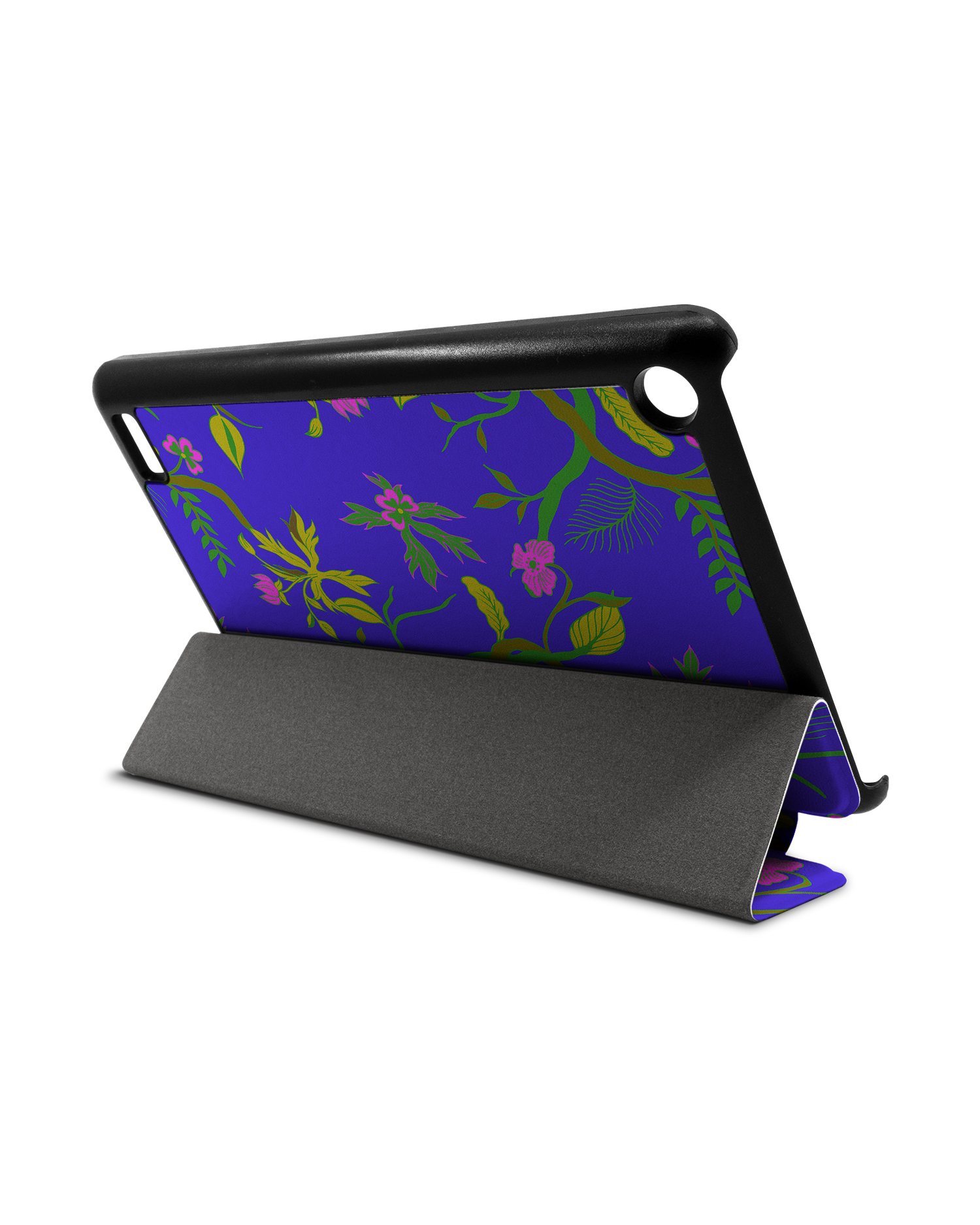 Ultra Violet Floral Tablet Smart Case für Amazon Fire 7: Aufgestellt im Querformat