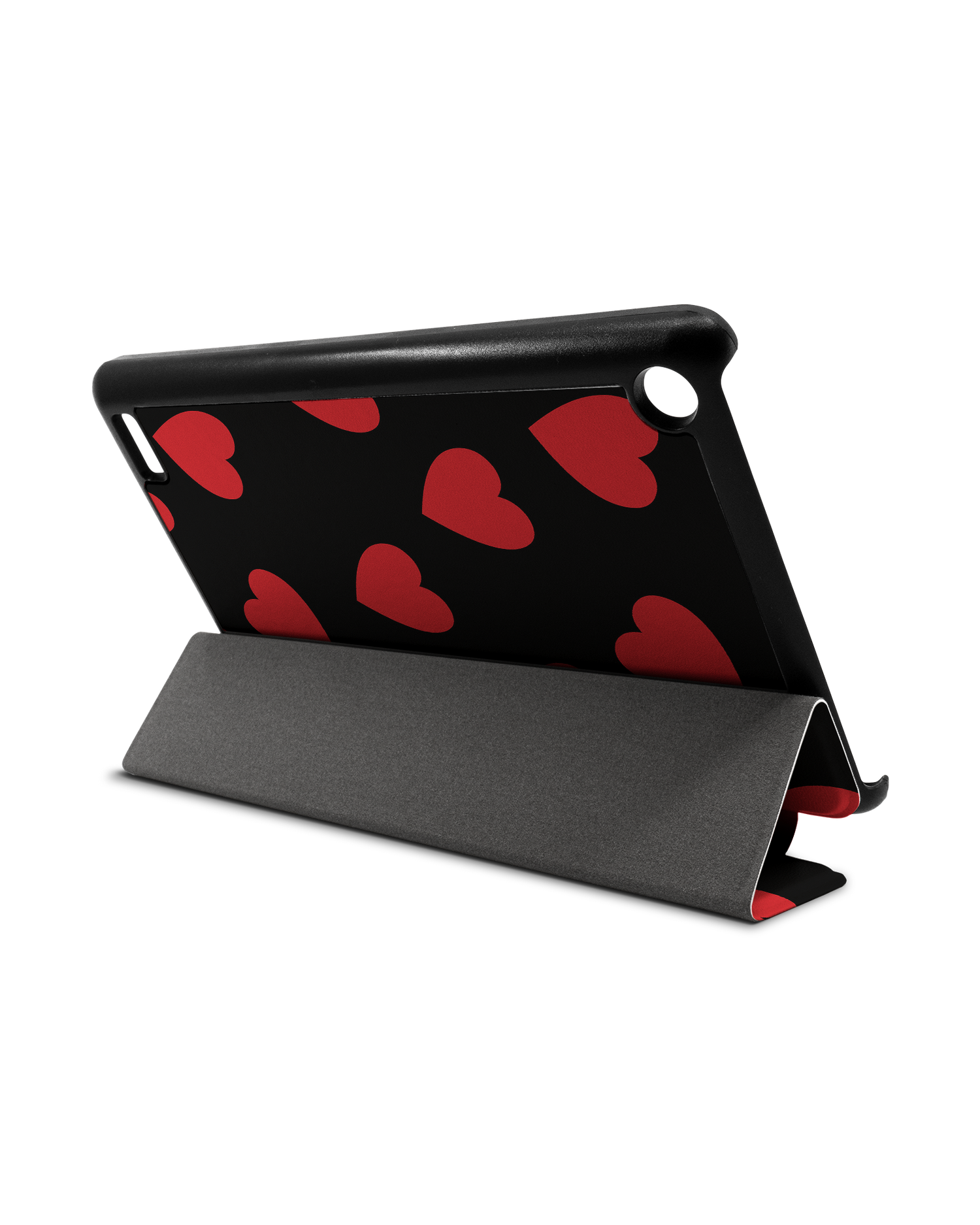 Repeating Hearts Tablet Smart Case für Amazon Fire 7: Aufgestellt im Querformat