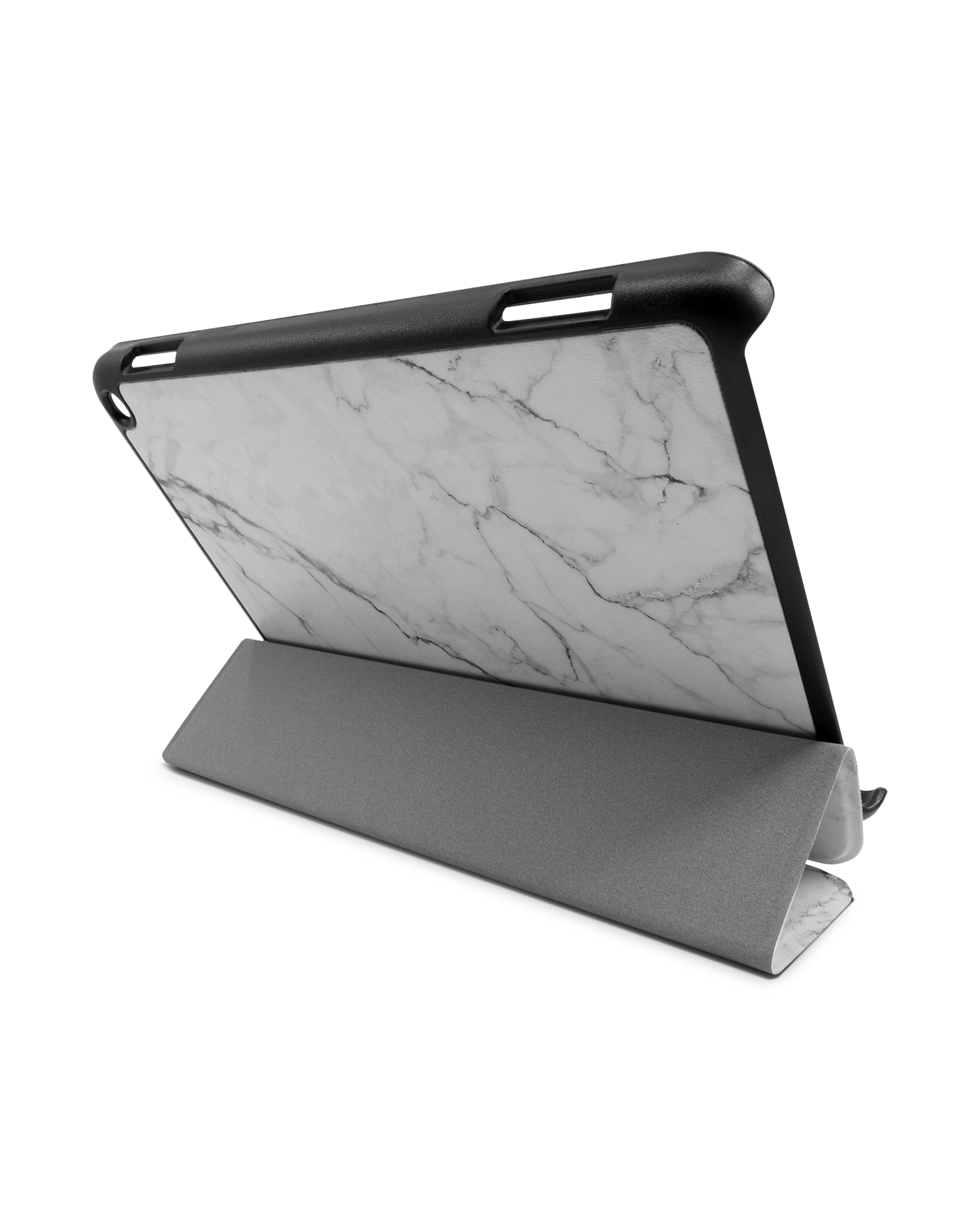 White Marble Tablet Smart Case für Amazon Fire HD 8 (2022), Amazon Fire HD 8 Plus (2022), Amazon Fire HD 8 (2020), Amazon Fire HD 8 Plus (2020): Aufgestellt im Querformat