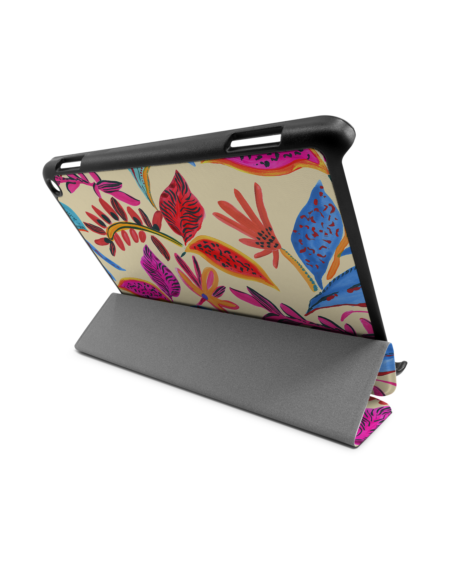 Painterly Spring Leaves Tablet Smart Case für Amazon Fire HD 8 (2022), Amazon Fire HD 8 Plus (2022), Amazon Fire HD 8 (2020), Amazon Fire HD 8 Plus (2020): Aufgestellt im Querformat